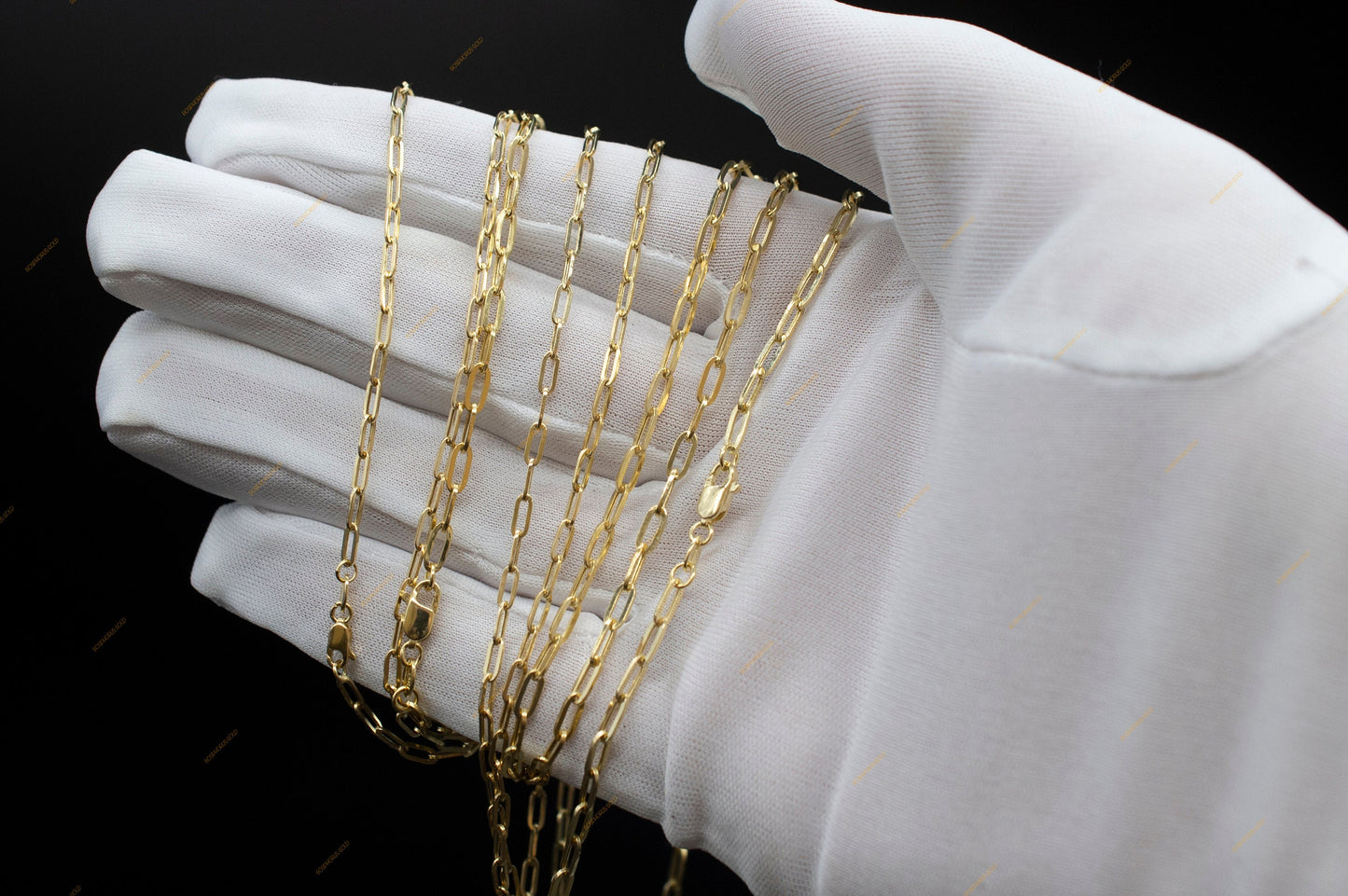 14k Yellow Gold Fancy Paperclip Chain Necklace, Dainty Paperclips Necklace 2.3mm, 2.8mm Women ,Real 14k Yellow Gold women Necklace