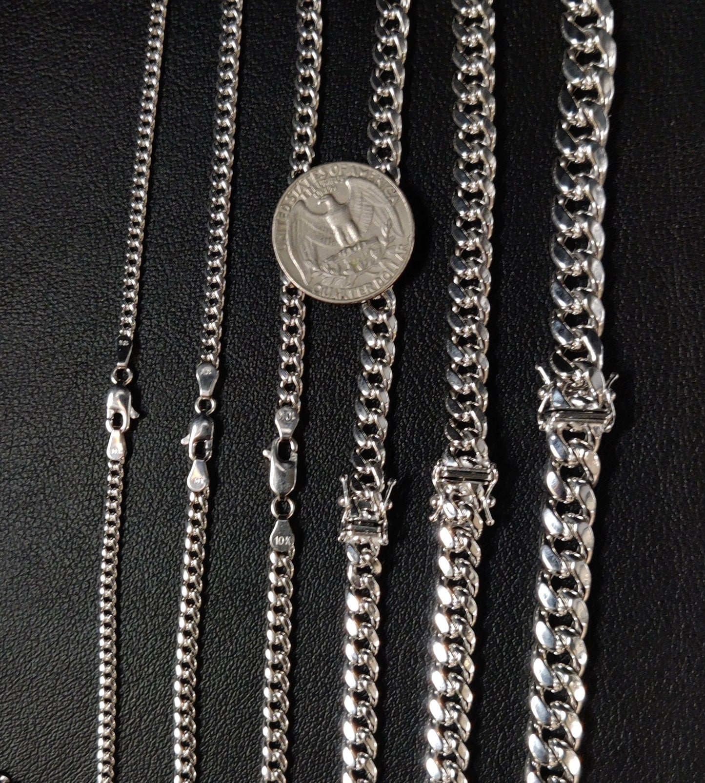 10k Real White Gold Miami Cuban Link Chain Necklace,3mm-9.4mm 10K White Gold, Man Gold Chain,Ladies Gold Chain, White Miami Cuban