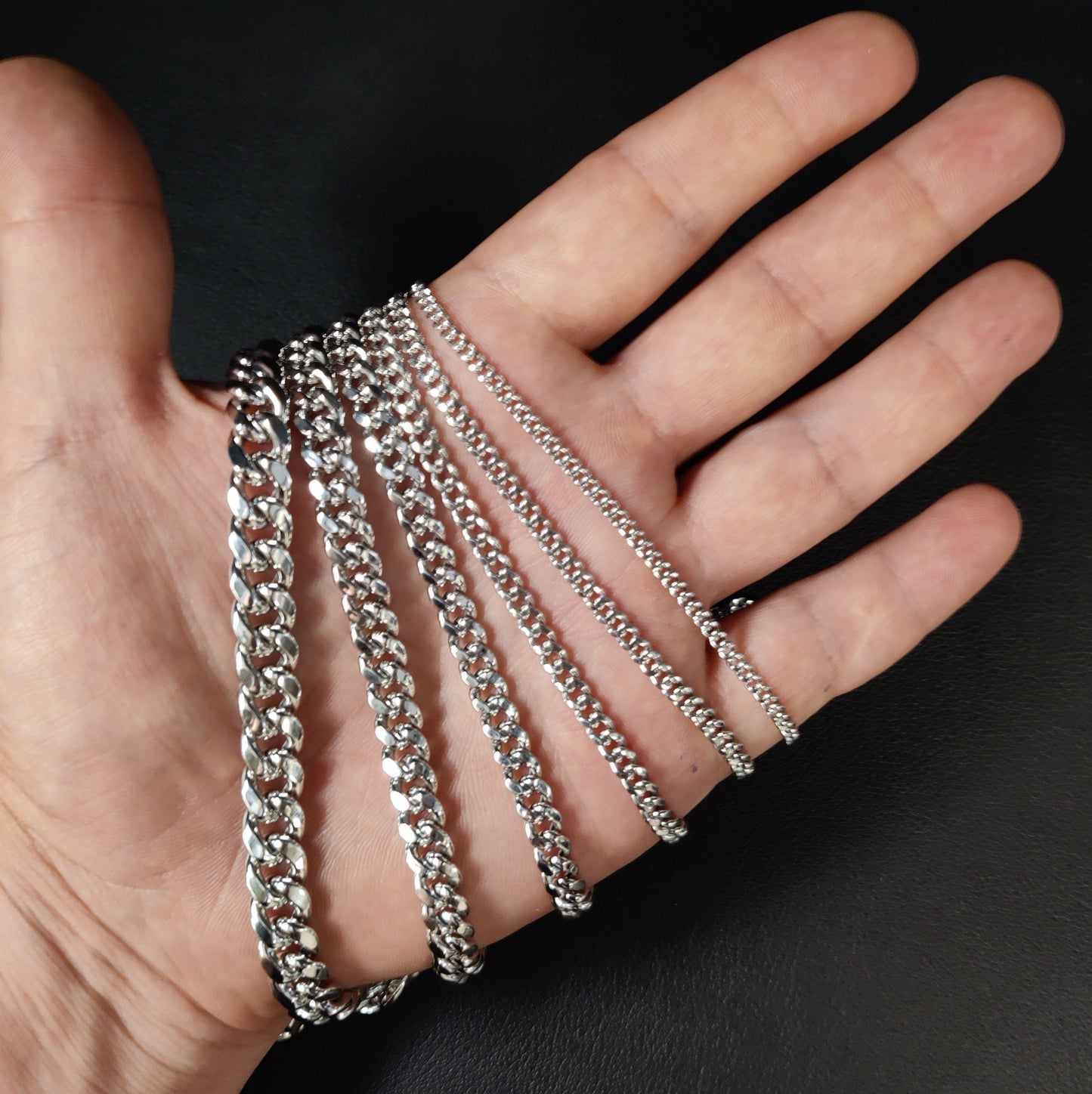 10k Real White Gold Miami Cuban Link Chain Necklace,3mm-9.4mm 10K White Gold, Man Gold Chain,Ladies Gold Chain, White Miami Cuban