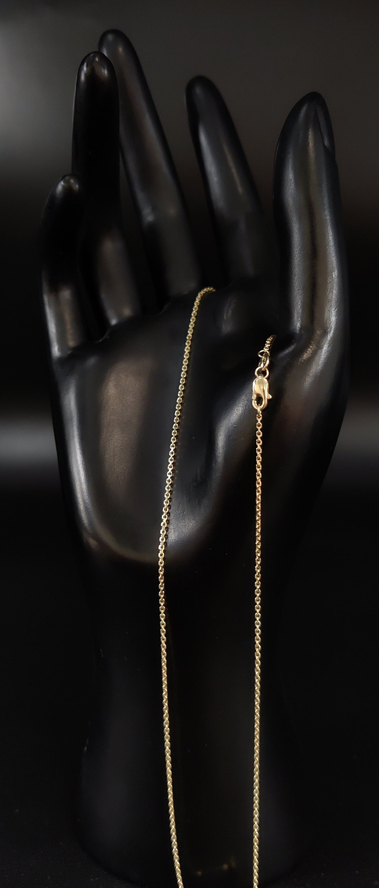 SOLID 10K Yellow Gold Cable Link Chain Necklace,10k Real Gold 1.3mm Heavy Cable Chain, 10k Gold Chain, 1OK Solid Gold Women Pendant Chain