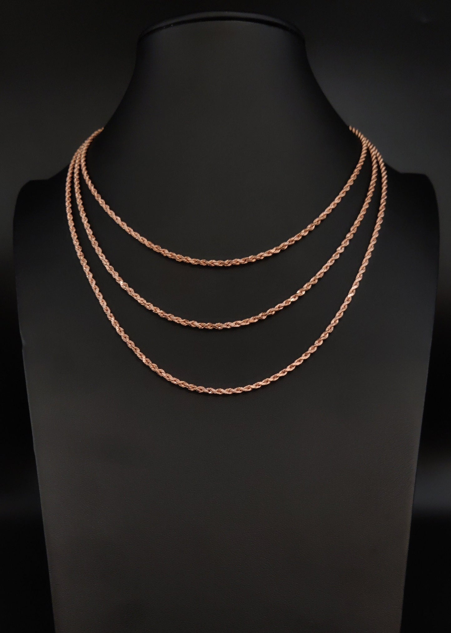 10K Rose Gold Rope Chain, 10k Real Rose Gold 2.6mm - 5.5mm Rope Chain Necklace, 10K Gold Rope Chain, 10K Gold Chain, Men and Women Gold