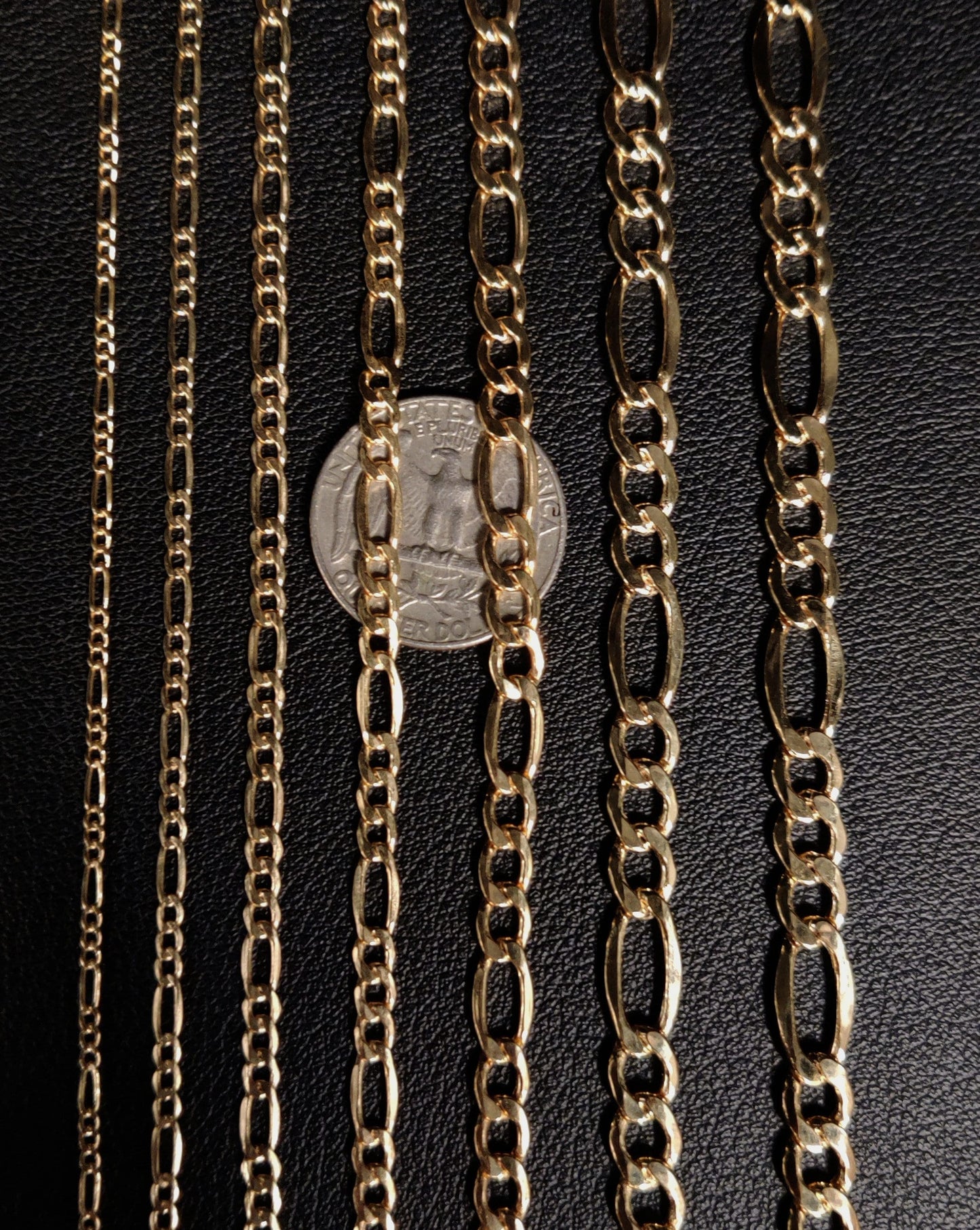 14K Yellow Gold Figaro Chain Necklace, 2mm - 7.5mm 16" - 28" Inch, 14k Thick Link Chain, Real 14k Gold Chain, Gold Figaro Chain, Men Women
