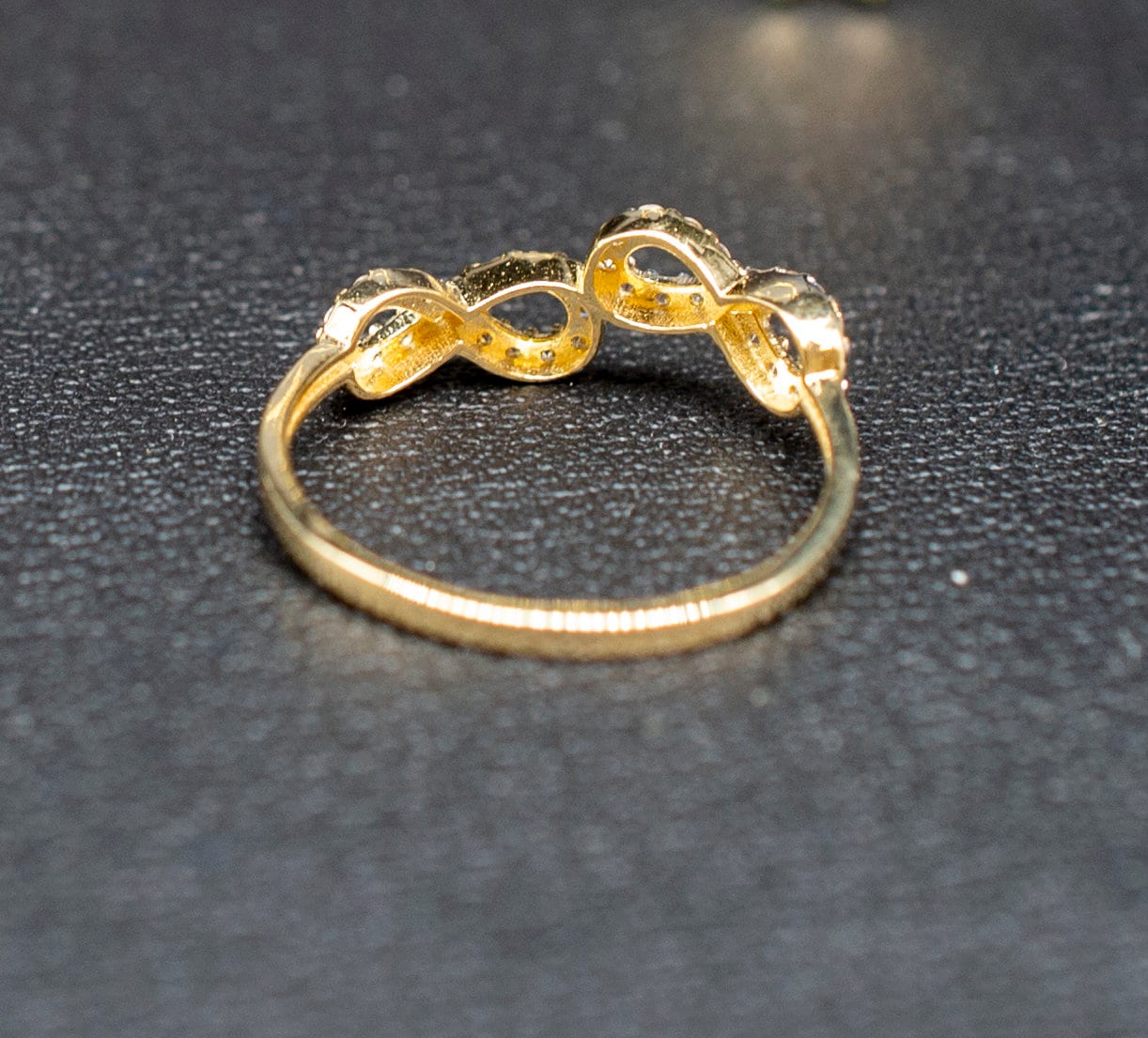 10k Real Solid Yellow Gold Infinity Ring, 10k Solid Gold Women Dainty Ring, Infinity Symbol Gemstone Gold Ring for Women, Gift