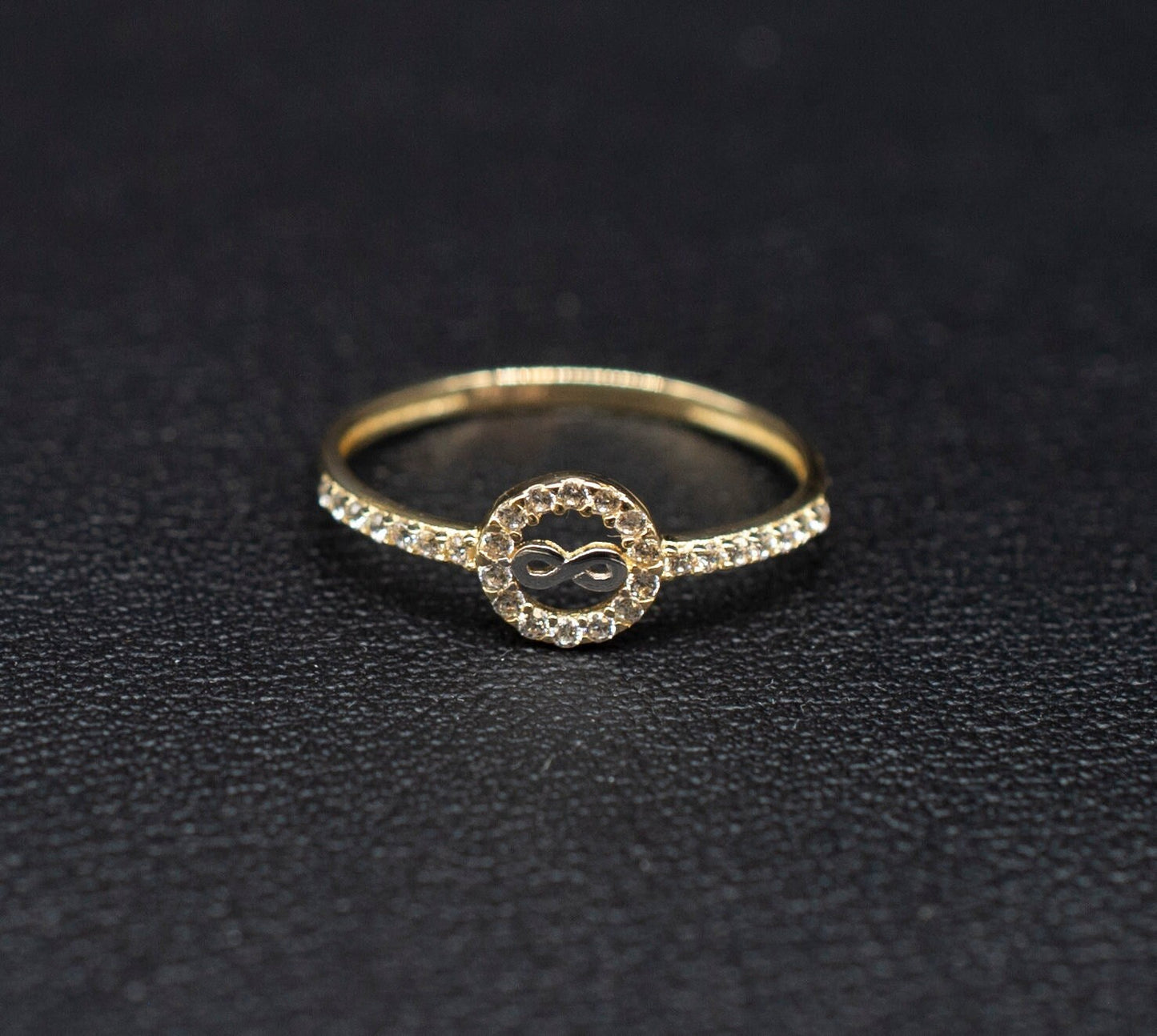 14k Real Solid Yellow Gold Infinity Ring, 14k Solid Gold Women Dainty Ring, Infinity Symbol Gemstone Gold Ring for Women, Gift, Gold Ring