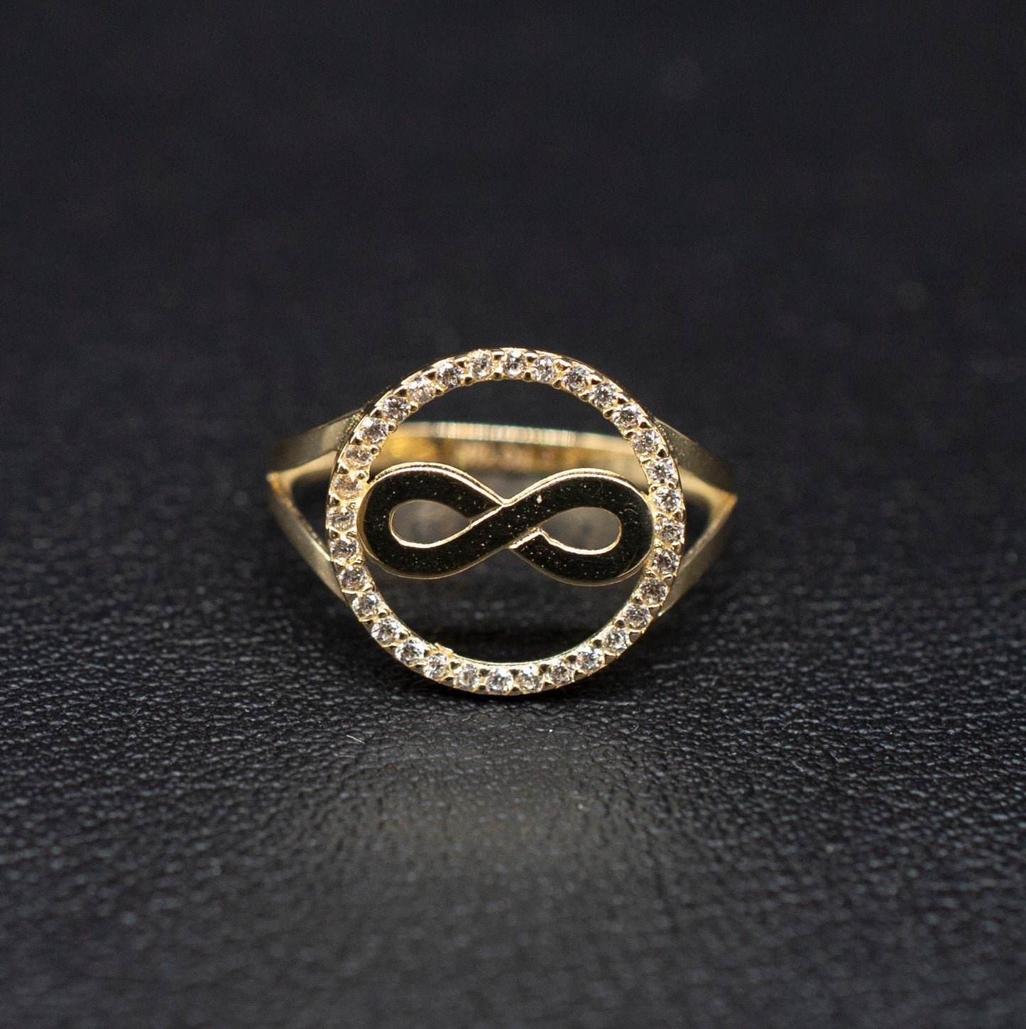 14k Real Solid Yellow Gold Infinity Ring, 14k Solid Gold Women Dainty Ring, Infinity Symbol Gemstone Gold Ring for Women, Gift, Gold Ring
