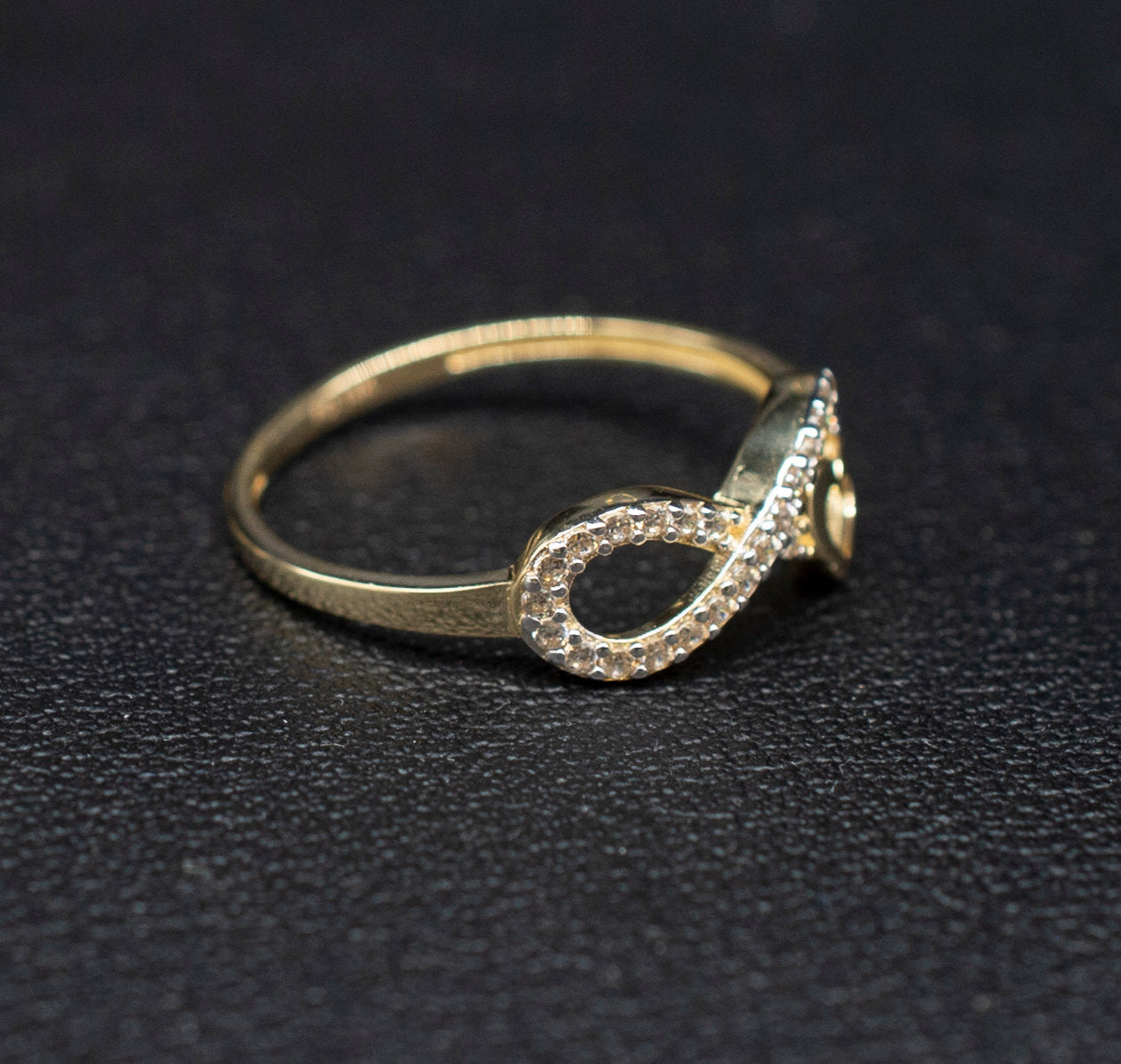 14k Real Solid Yellow Gold Infinity Heart Ring, 14k Solid Gold Women Heart Ring, Infinity Symbol Gemstone Gold Ring for Women, Gift,