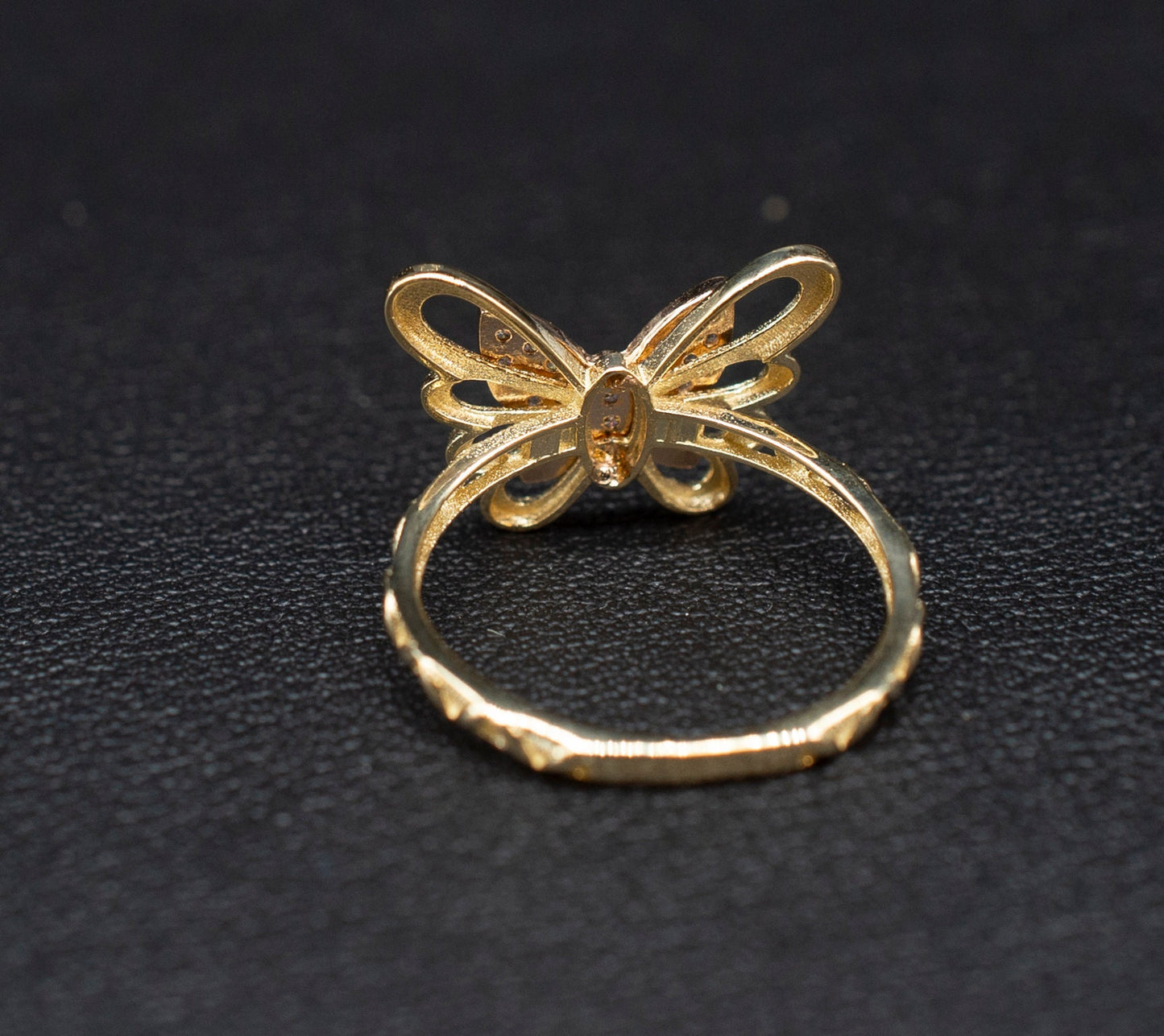 14k Real Solid Yellow Gold Butterfly Ring, 14k Solid Gold Women Dainty Ring, Butter Symbol Gemstone Gold Ring for Women, Gold Women Ring