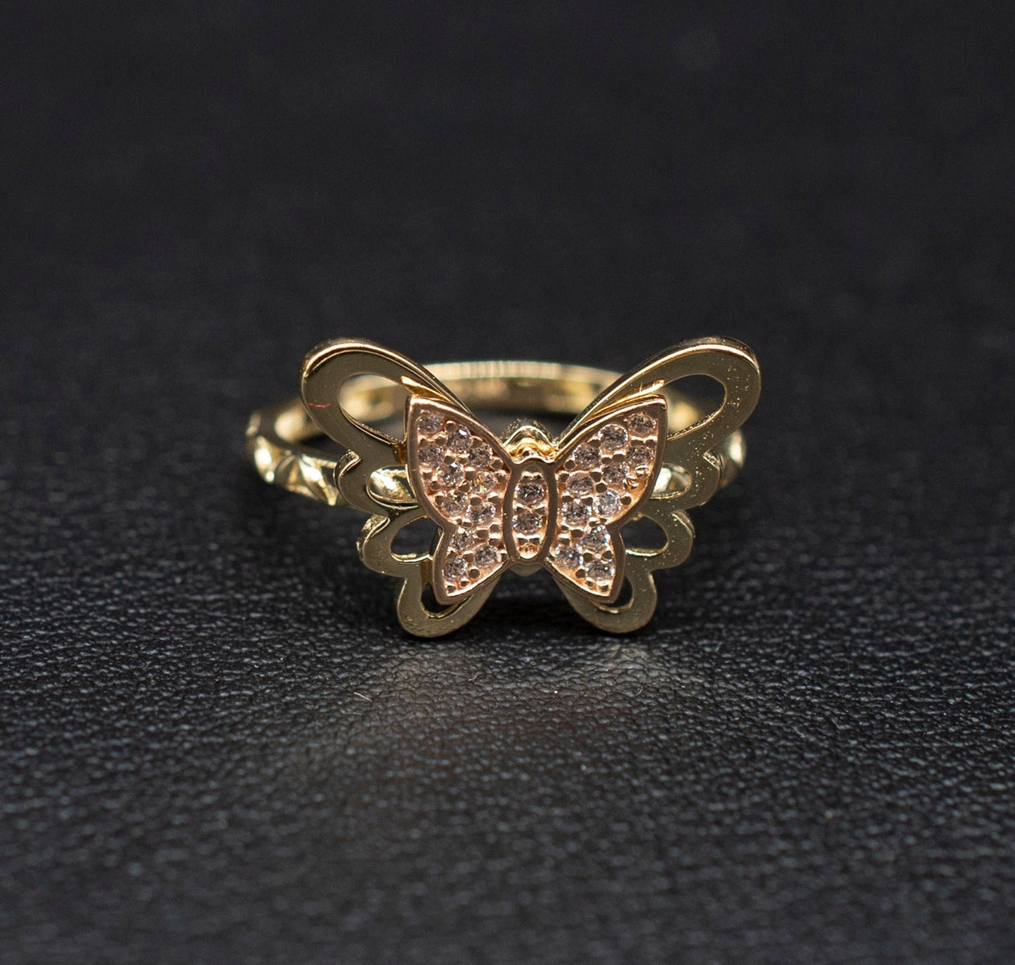 14k Real Solid Yellow Gold Butterfly Ring, 14k Solid Gold Women Dainty Ring, Butter Symbol Gemstone Gold Ring for Women, Gold Women Ring