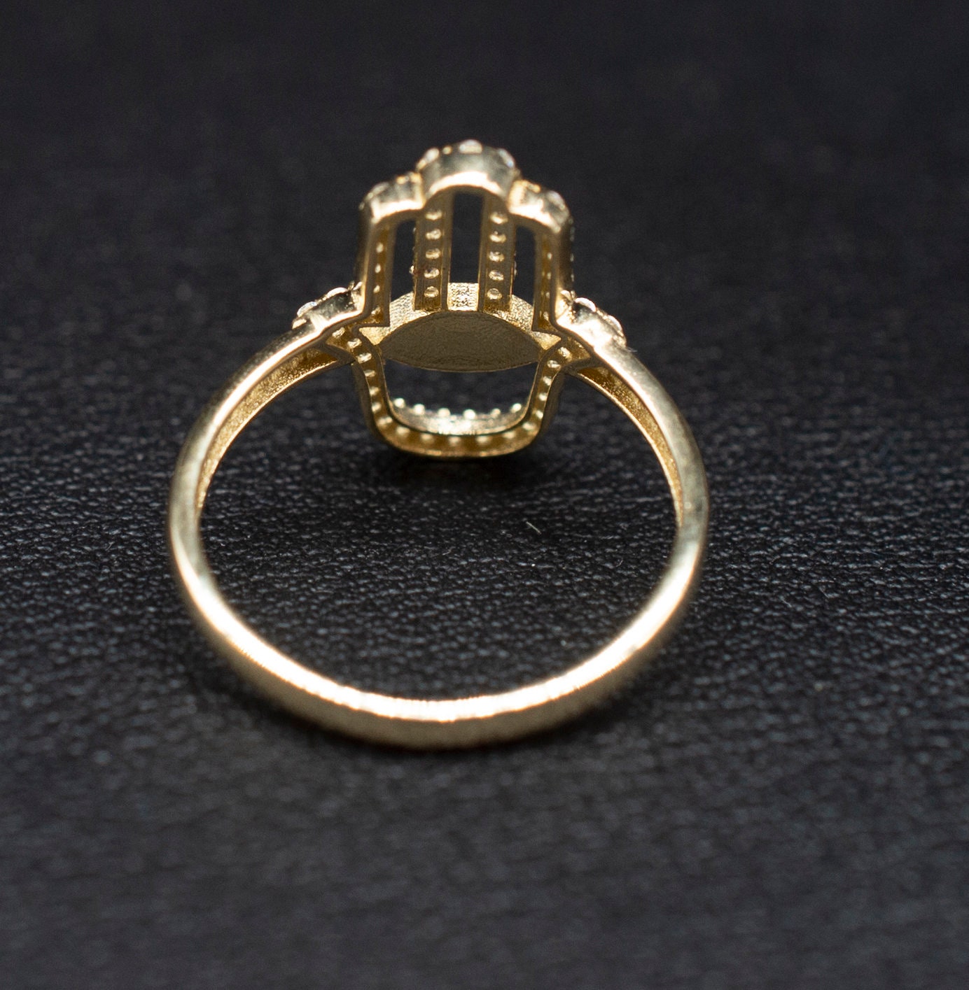 14k Real Solid Yellow Gold Hamsa Hand Evil Eye Ring, 14k Solid Gold Women Dainty Ring, Evil Eye Gold Ring for Women, Hamsa Hand Gold Ring