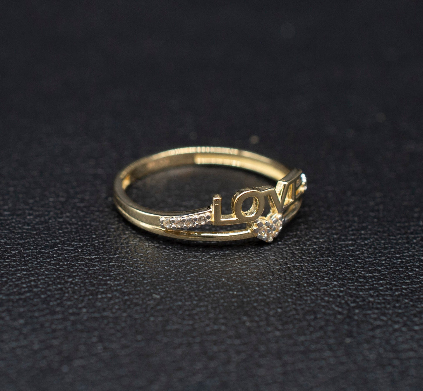 14k Real Solid Yellow Gold Love with Heart Ring, 14k Solid Gold Women Heart Ring,Love Gemstone Gold Ring for Women, Gift