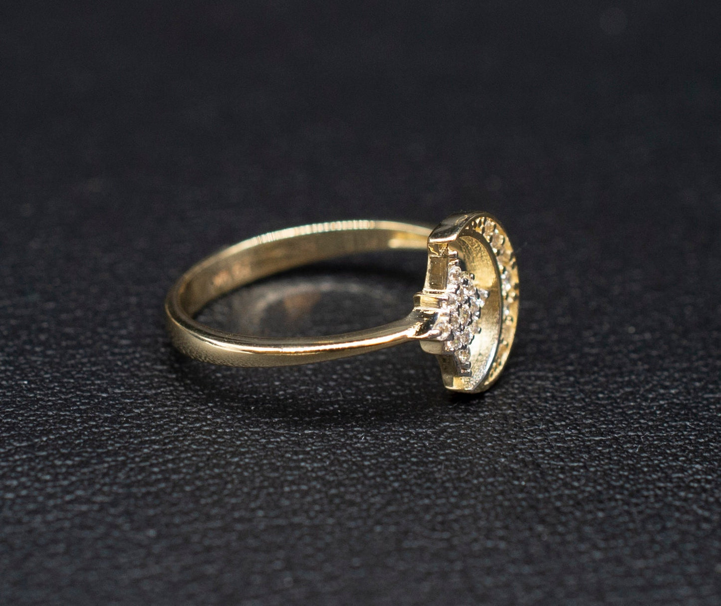 14k Real Solid Yellow Gold Moon and Star Ring, 14k Solid Gold Women Dainty Ring, Crescent Gemstone Gold Ring for Women, Gift,Moon Gold Ring