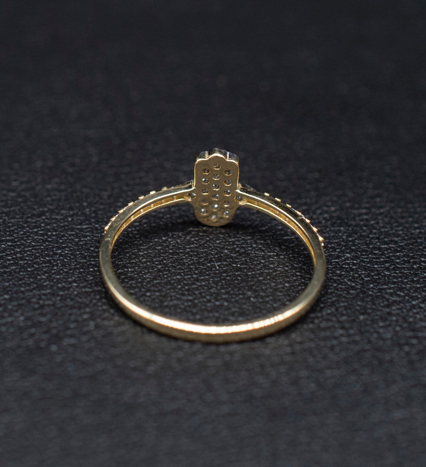 14k Real Solid Yellow Gold Hamsa Hand Ring, 14k Solid Gold Women Ring, Hamsa Hand Gold Ring for Women, Hamsa Hand with Zirconia, Gift