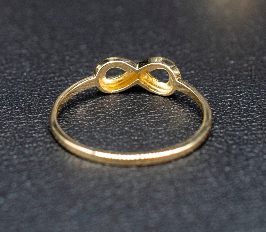 14k Real Solid Yellow Gold Infinity Ring, 14k Solid Gold Women Dainty Ring, Infinity Symbol Gold Ring for Women, Gift, Gold Women Ring