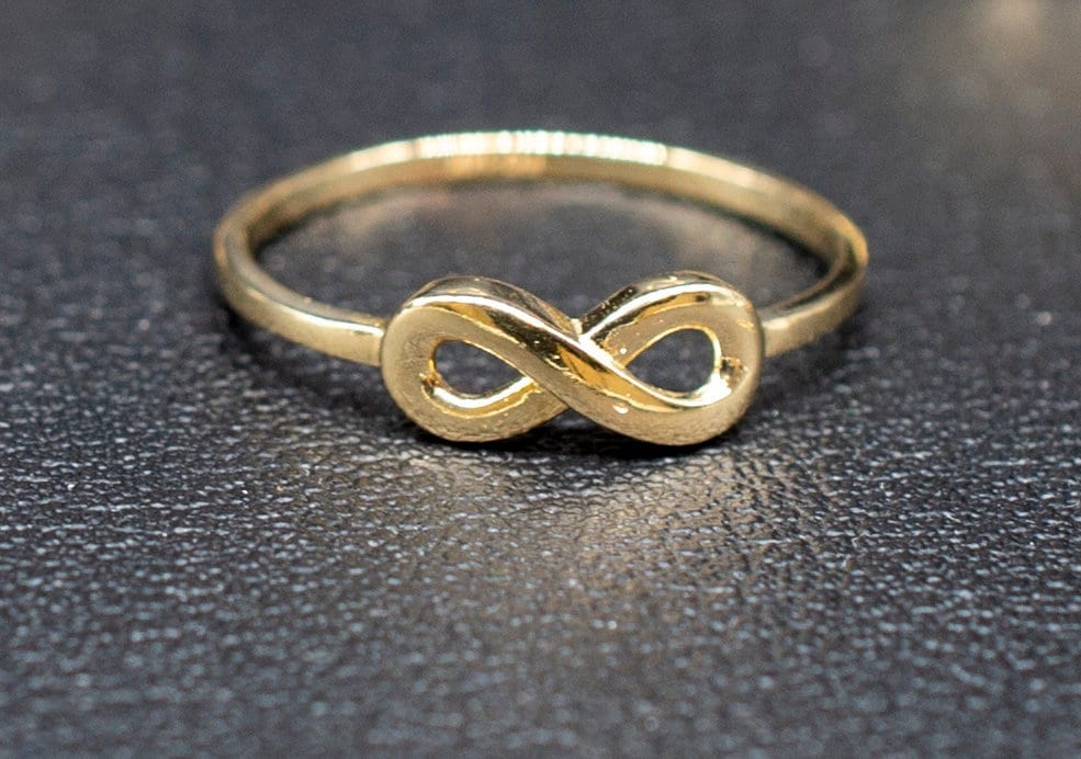 14k Real Solid Yellow Gold Infinity Ring, 14k Solid Gold Women Dainty Ring, Infinity Symbol Gold Ring for Women, Gift, Gold Women Ring