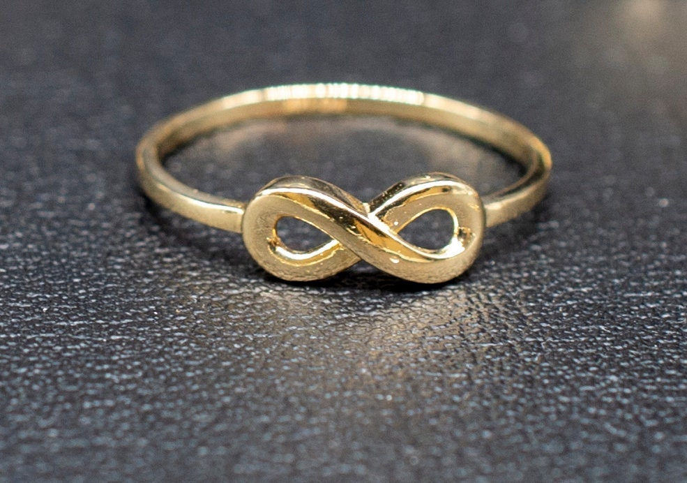 10k Real Solid Yellow Gold Infinity Ring, 10k Solid Gold Women Dainty Ring, Infinity Symbol Gold Ring for Women, Gift, Gold Women Ring