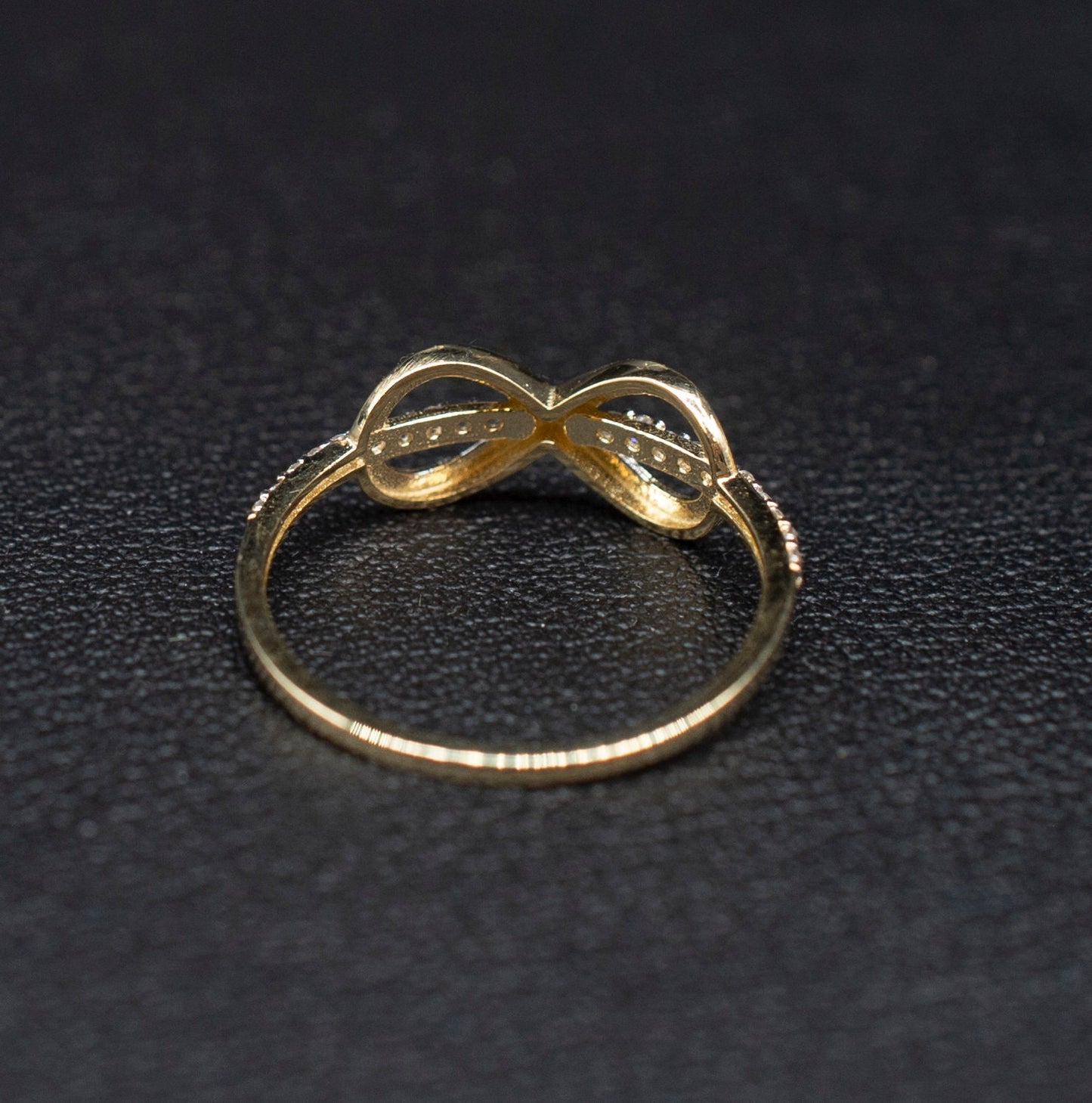 14k Real Solid Yellow Gold Infinity Ring, 14k Solid Gold Women Dainty Ring, Infinity Symbol Gemstone Gold Ring for Women, Gift, Gold Ring