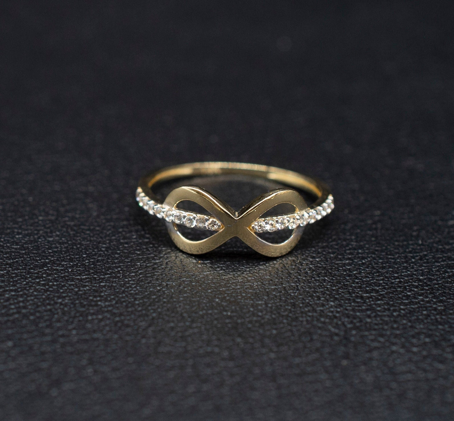 14k Real Solid Yellow Gold Infinity Ring, 14k Solid Gold Women Dainty Ring, Infinity Symbol Gemstone Gold Ring for Women, Gift, Gold Ring