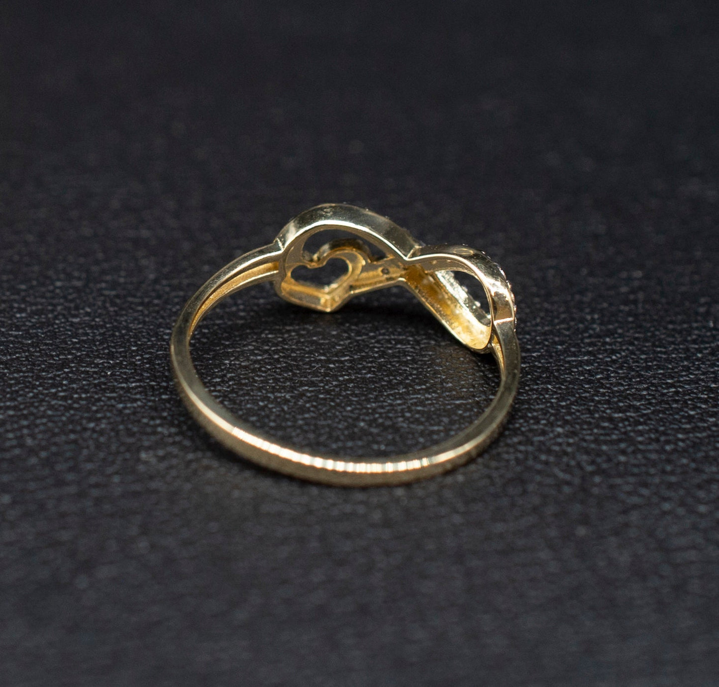 14k Real Solid Yellow Gold Infinity Heart Ring, 14k Solid Gold Women Heart Ring, Infinity Symbol Gemstone Gold Ring for Women, Gift,