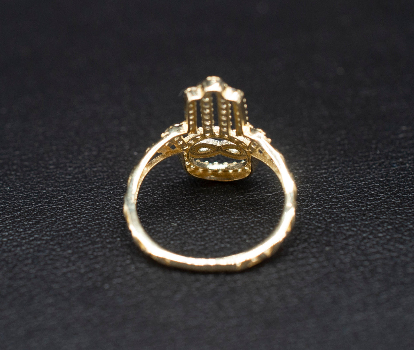 14k Real Solid Yellow Gold Hamsa Hand with Infinity Ring, 14k Solid Gold Women Dainty Ring, Infinity Symbol Gold Ring for Women, Hamsa Hand