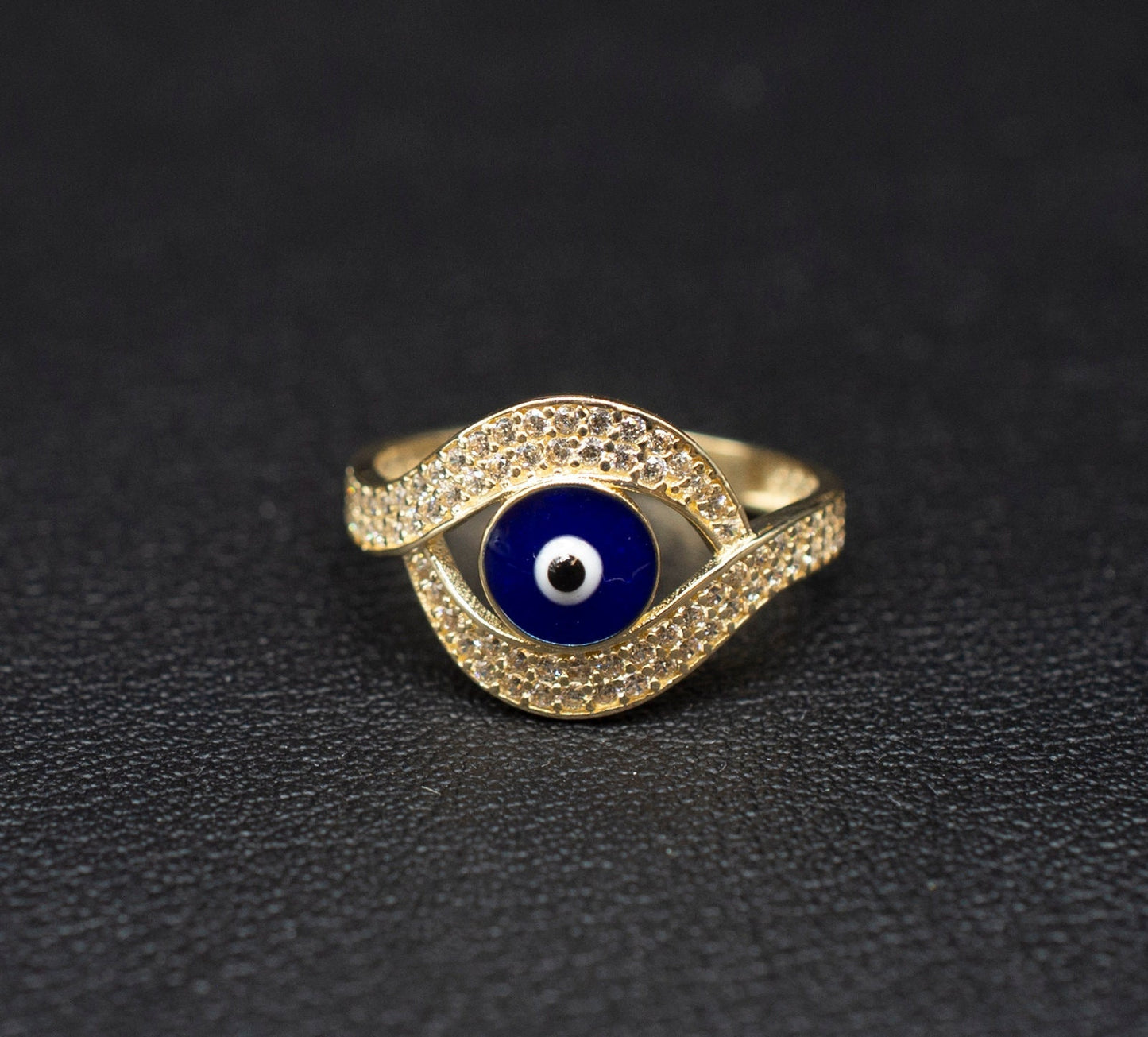 14k Real Solid Yellow Gold Evil Eye Ring, 14k Solid Gold Women Dainty Ring, Evil Eye Gold Ring for Women,14k Evil Eye Gold Ring