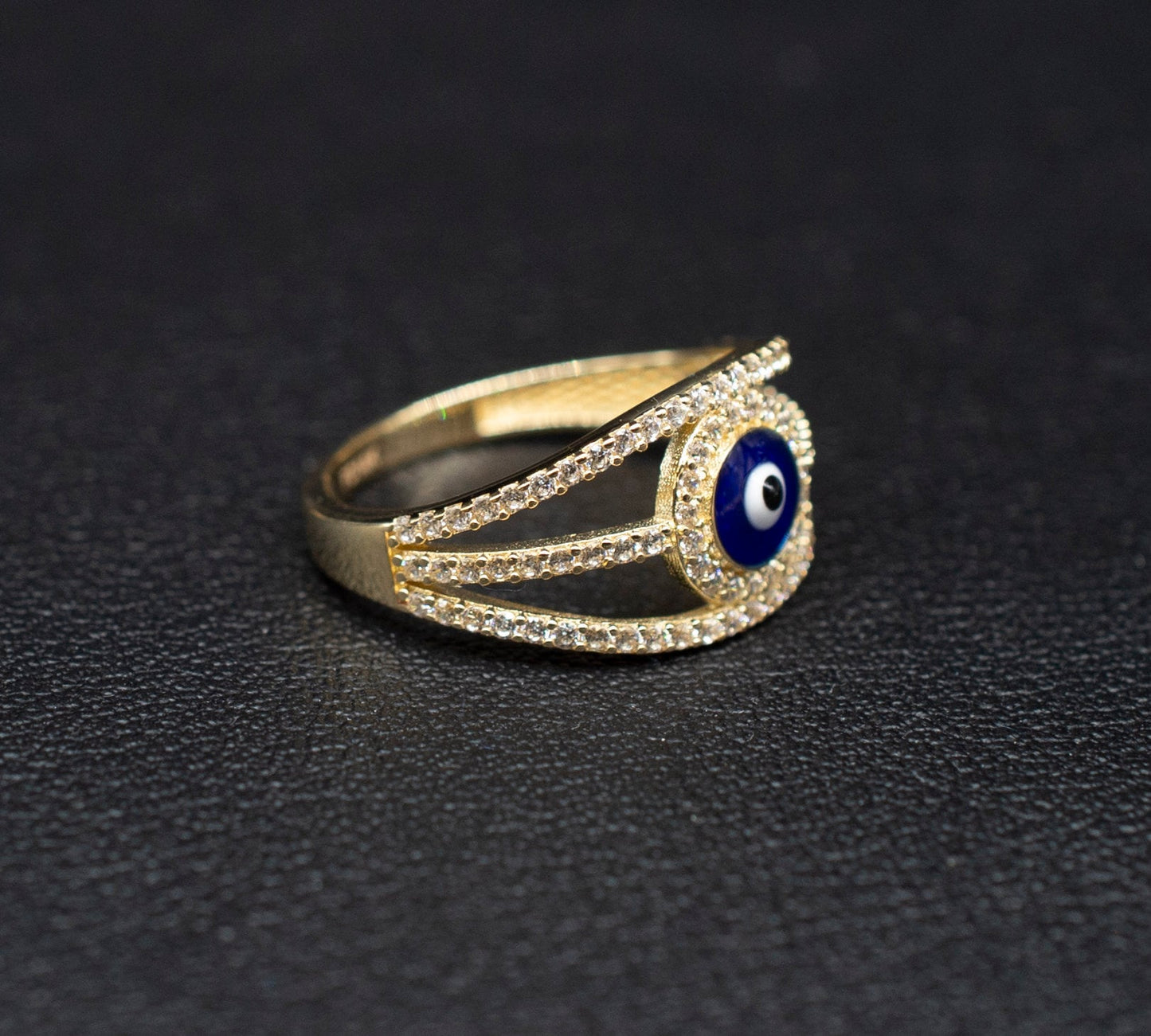 14k Real Solid Yellow Gold Evil Eye Ring, 14k Solid Gold Women Dainty Ring, Evil Eye Gold Ring for Women,14k Evil Eye Gold Ring