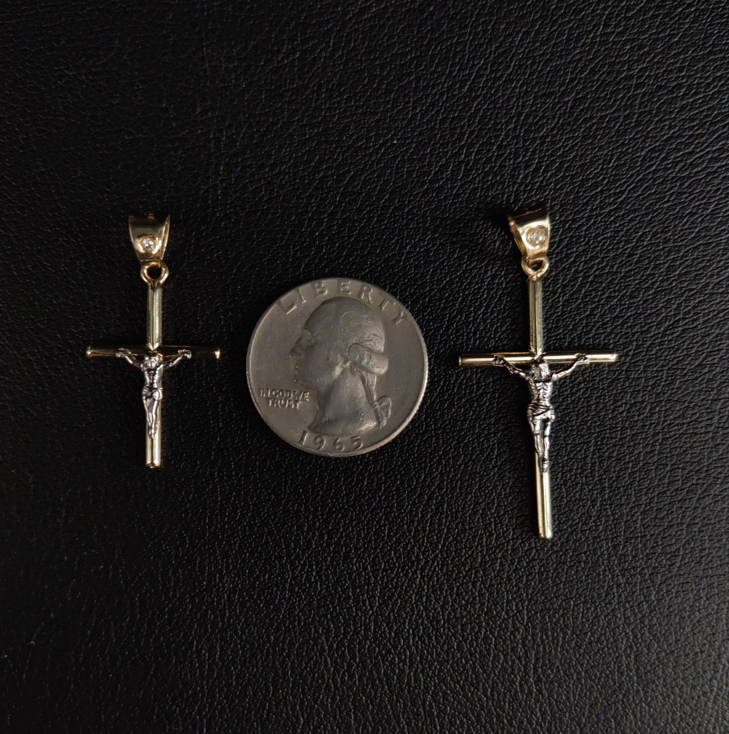 14k Real Solid Gold Jesus Crucifix Pendants Necklace, with 14k 3mm Miami Cuban Chain Necklace , Cross Pendant , 14K Gold Cross, Gift