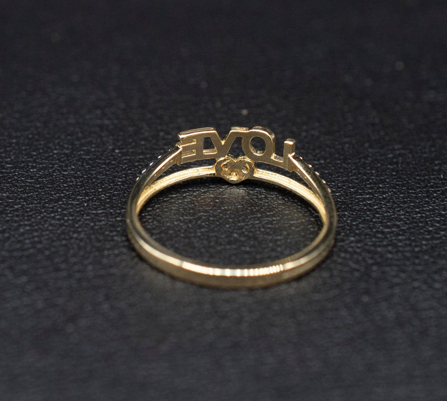 14k Real Solid Yellow Gold Love with Heart Ring, 14k Solid Gold Women Heart Ring,Love Gemstone Gold Ring for Women, Gift
