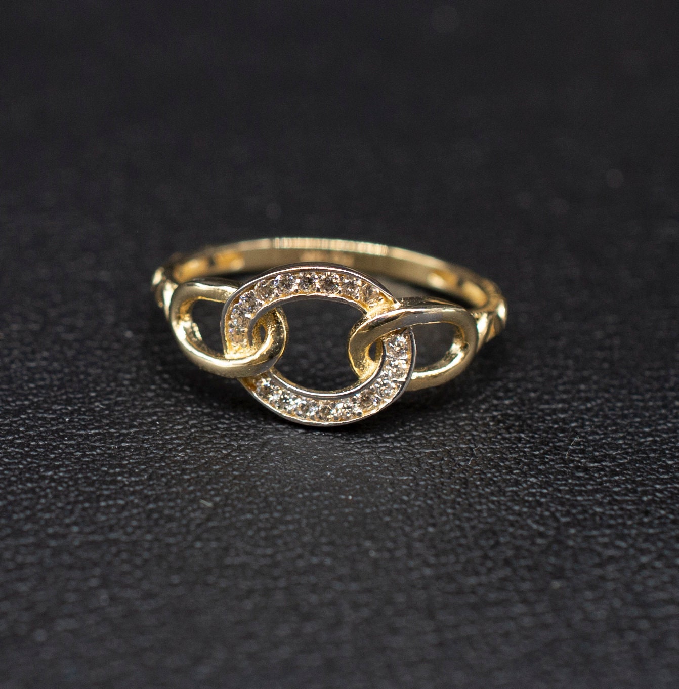 14k Real Solid Yellow Gold Triple Circle Ring, 14k Solid Gold Women Dainty Ring, Circle Gemstone Gold Ring for Women, Gift, Gold Ring
