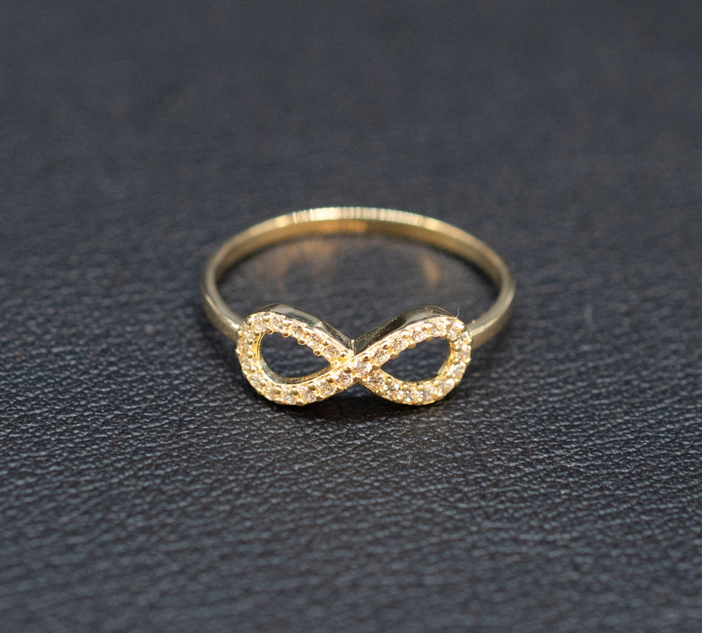14k Real Solid Yellow Gold Infinity Ring, 14k Solid Gold Women Dainty Ring, Infinity Symbol Gemstone Gold Ring for Women, Gift, Gold Ring