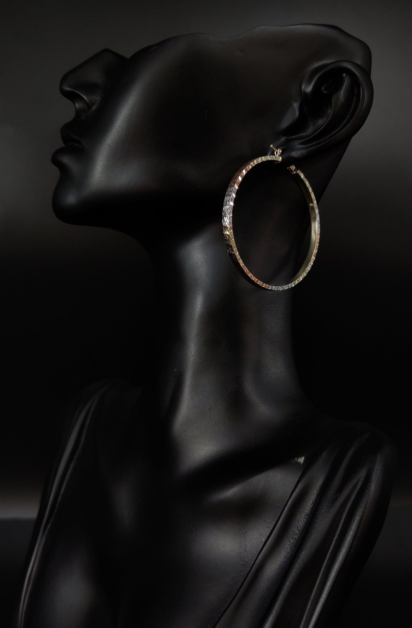 14k Real Solid Gold Tricolor Hoop Earrings, Tricolor Hoop High Quality Earrings, Square Tube 18mm-53mm Gold Hoop Earrings,Women Earrings