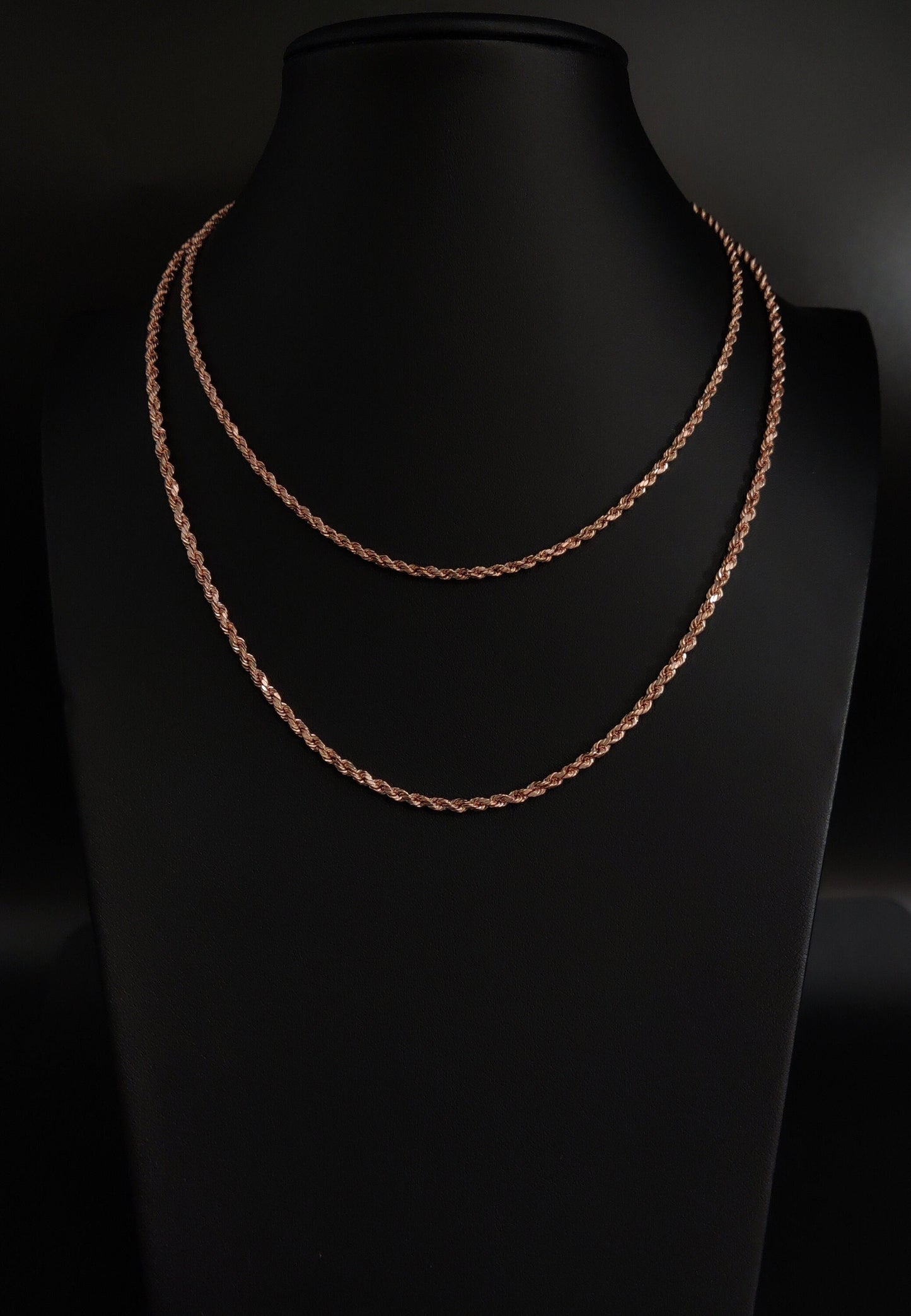 10K Rose Gold Rope Chain, 10k Real Rose Gold 2.6mm - 5.5mm Rope Chain Necklace, 10K Gold Rope Chain, 10K Gold Chain, Men and Women Gold