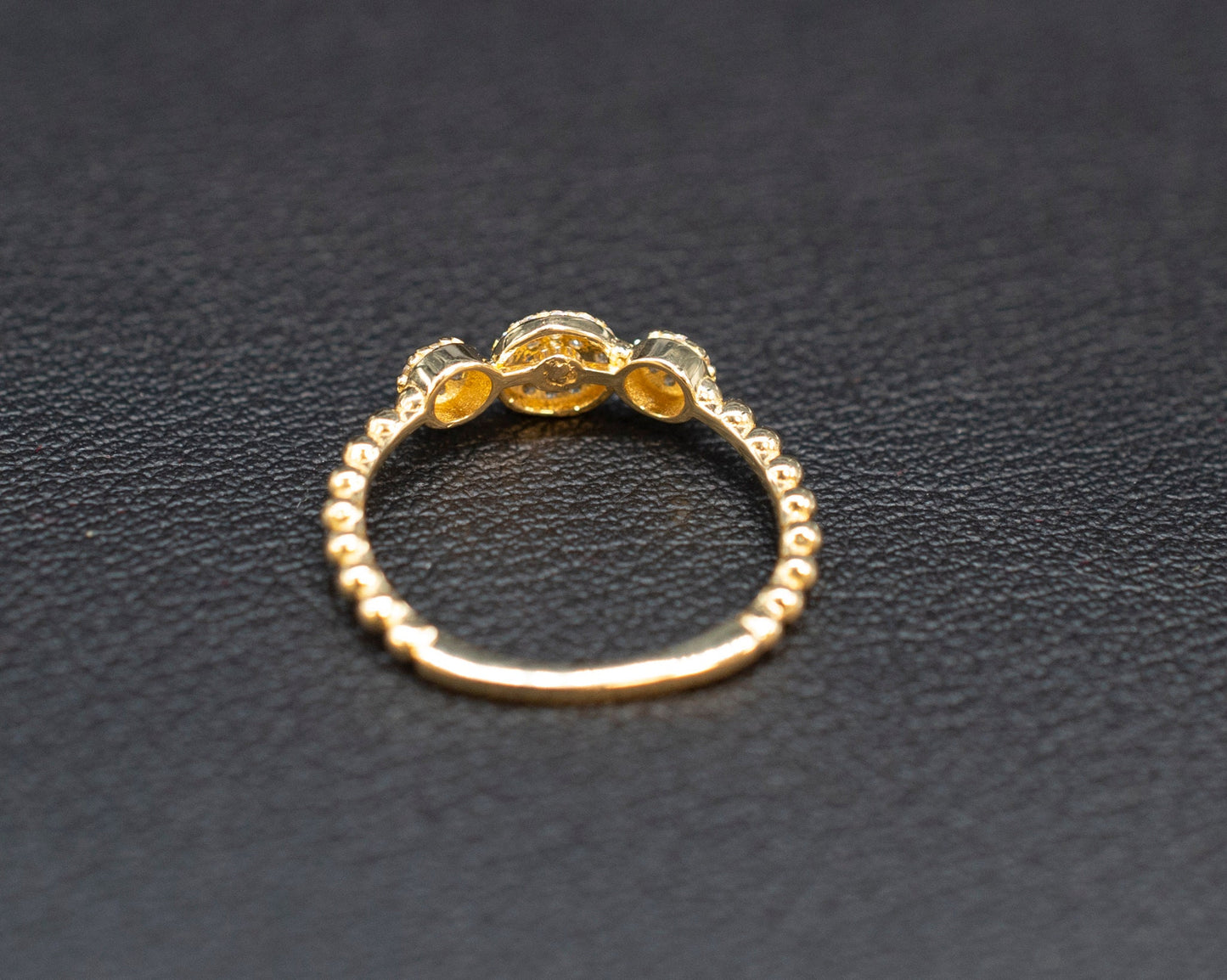14k Real Solid Yellow Gold Triple Bead Ball Ring, 14k Solid Gold Women Ring, Bad Ball Gemstone Gold Ring for Women, Gift, Gold Ring