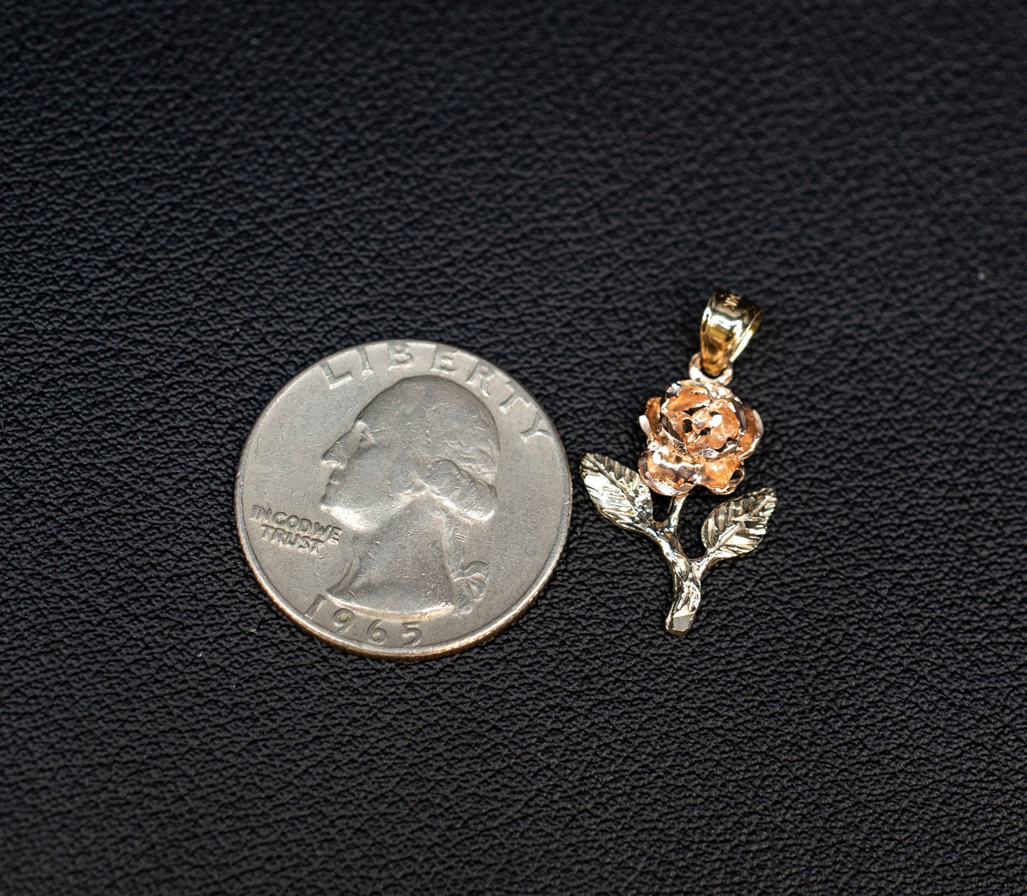 14k Real Gold Rose Necklace,14K Real SOLID Gold Rose Charm, 14k Real Gold 1.3mm Cable Chain Necklace, Gold Rose Pendant