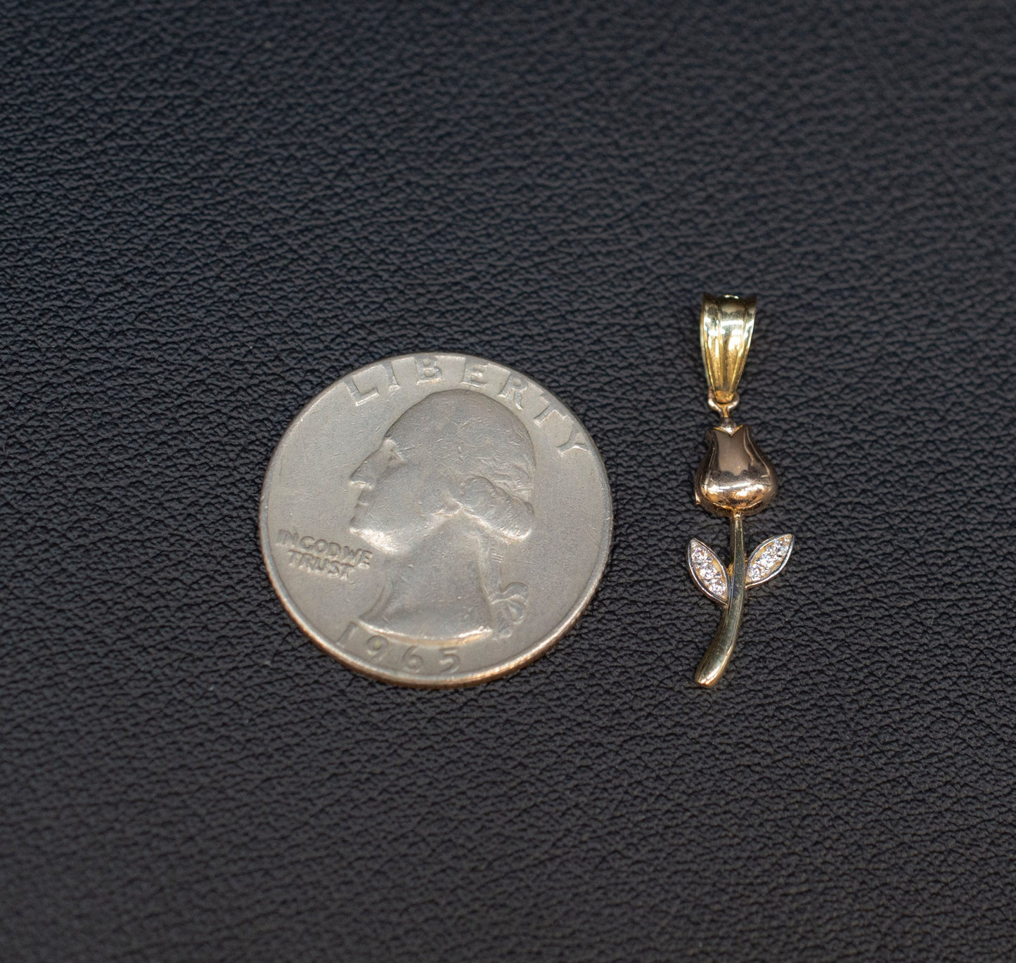 14k Real Gold Rose Necklace,14K Real SOLID Gold Rose Charm, 14k Real Gold 1.3mm Cable Chain Necklace, Gold Rose Pendant