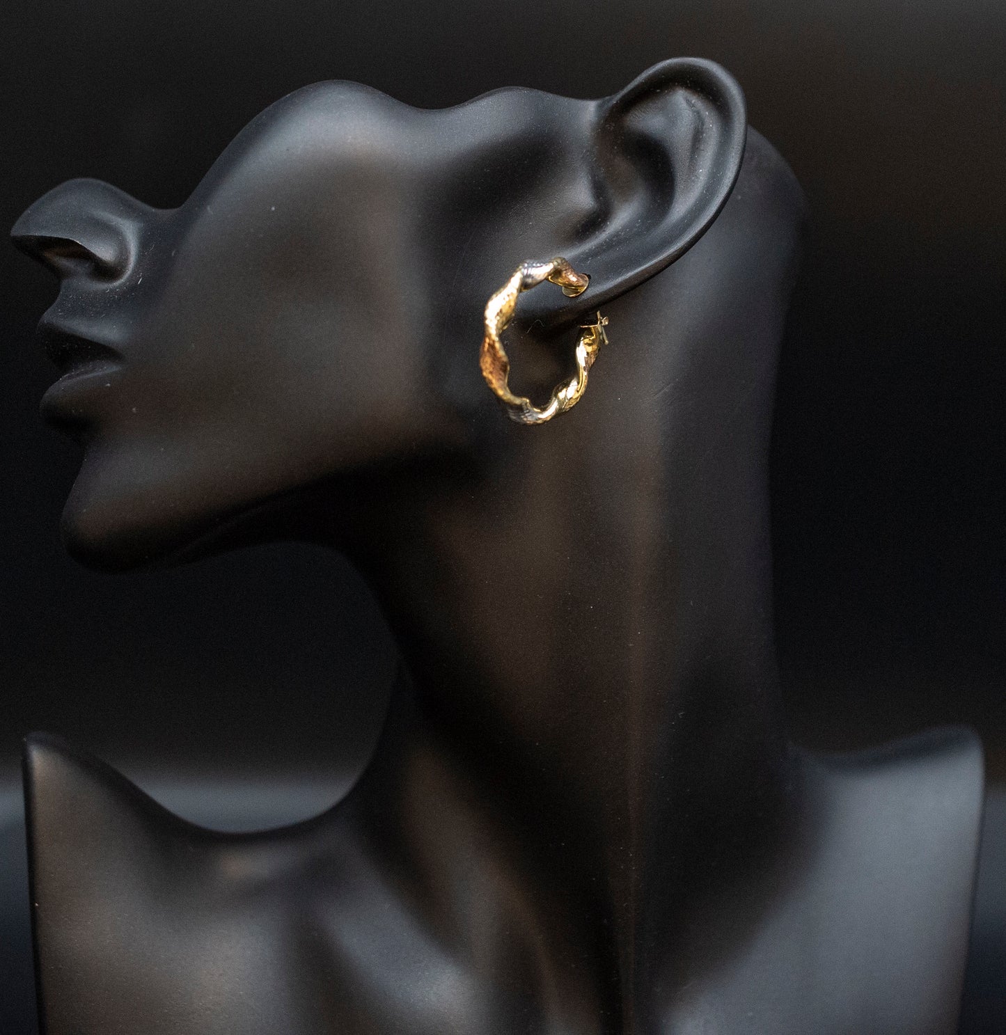 14k Real Solid Gold Twisted Tricolor Hoop Earrings, Tricolor Hoop High Quality Earring, 30mm-70mm Gold Hoop Earrings,Women Earrings