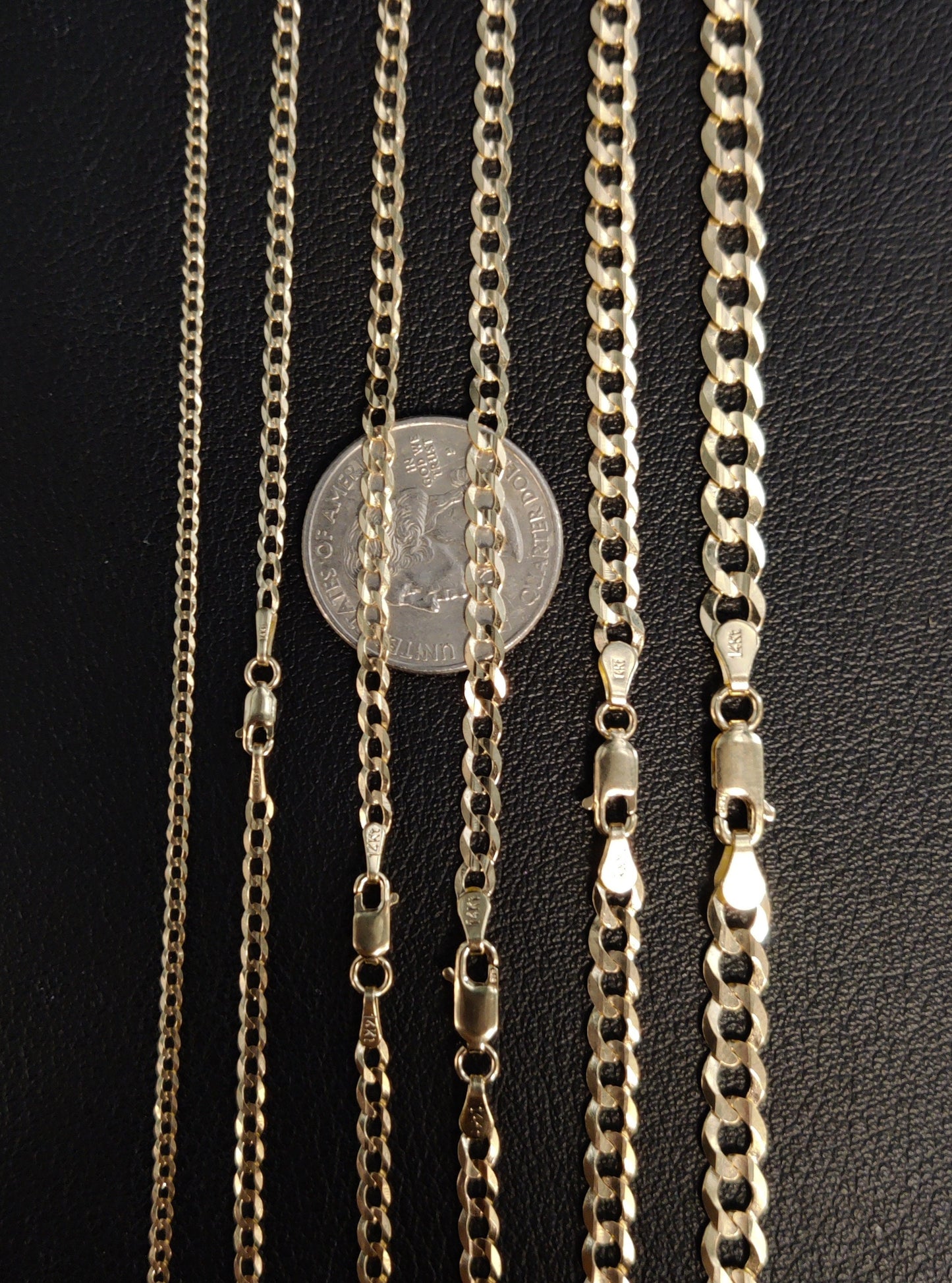14K Real SOLID Gold Cuban Curb Link Chain, 1.5mm-5.8mm SOLID Cuban Curb Chain,14K SOLID Gold Chain Necklace Man and Woman,14K Heavy Chain