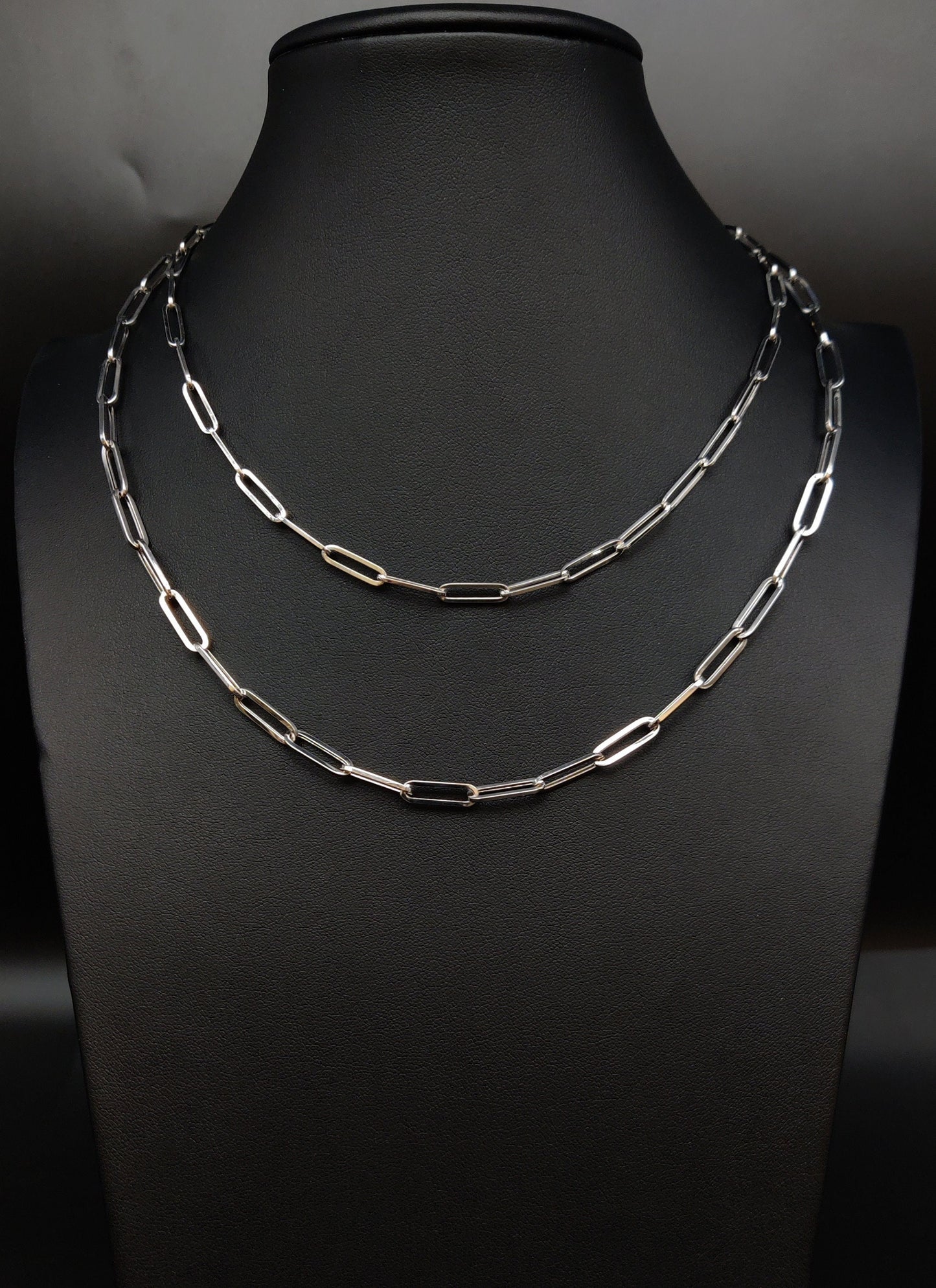 14k White Gold Fancy Paperclip Chain Necklace, 3.5mm,3.8mm, 4.5mm, 4.8mm and 6.5mm Women Paperclips Necklace ,Real 14k White Gold Paperclips