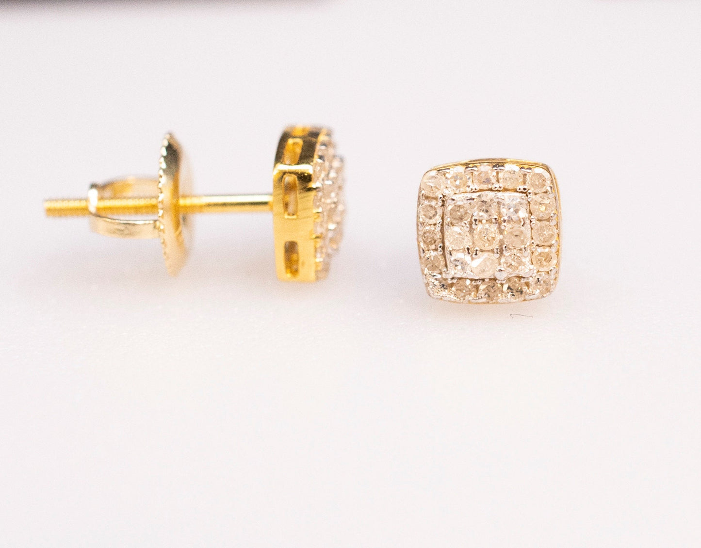 Real Diamond Square Earrings, 14K Gold Diamond Earring , 14K Solid Gold Square Diamond Earring ,Christmas Special , Diamond Women Earring