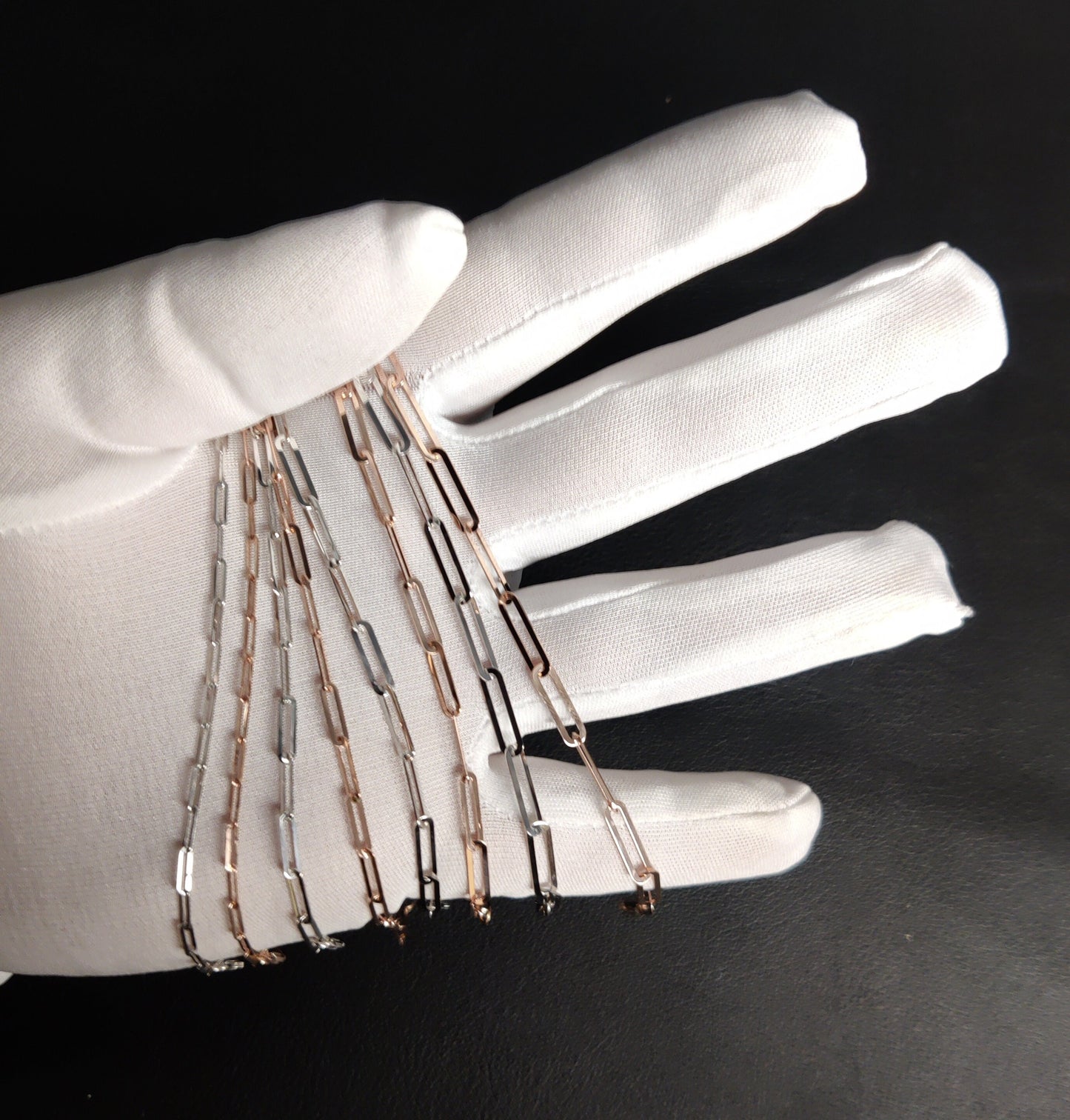 Real 14k Solid Gold Paperclip Chain Bracelet 2.2MM - 3.8MM, 14k Rose and White Gold Women Bracelet,Fancy Gold Bracelet,14k Gold Paperclips