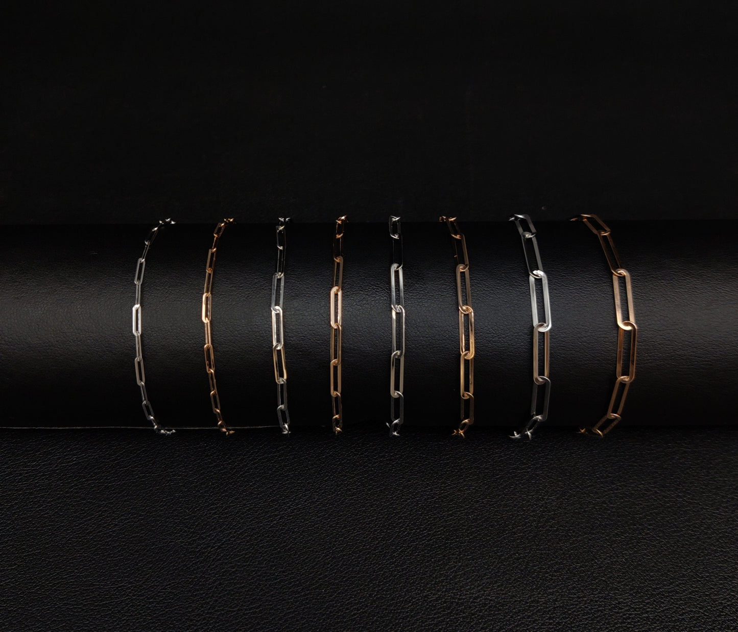Real 14k Solid Gold Paperclip Chain Bracelet 2.2MM - 3.8MM, 14k Rose and White Gold Women Bracelet,Fancy Gold Bracelet,14k Gold Paperclips