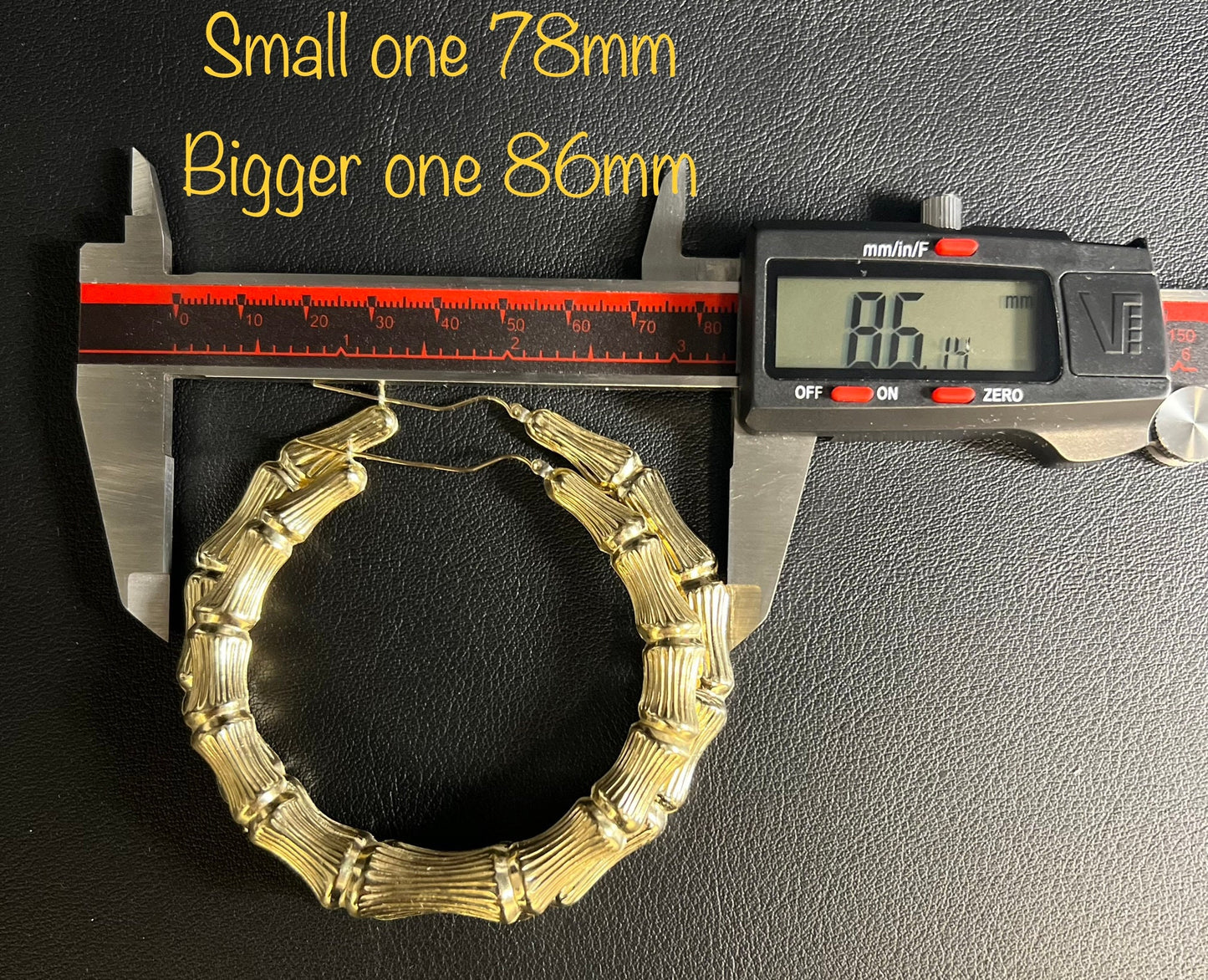 10k Real Solid Yellow Gold Round Bamboo Hoop Earrings,High Quality Real Gold Bamboo Earrings, 18mm - 86mm Gold Hoop Earrings,Women Earrings