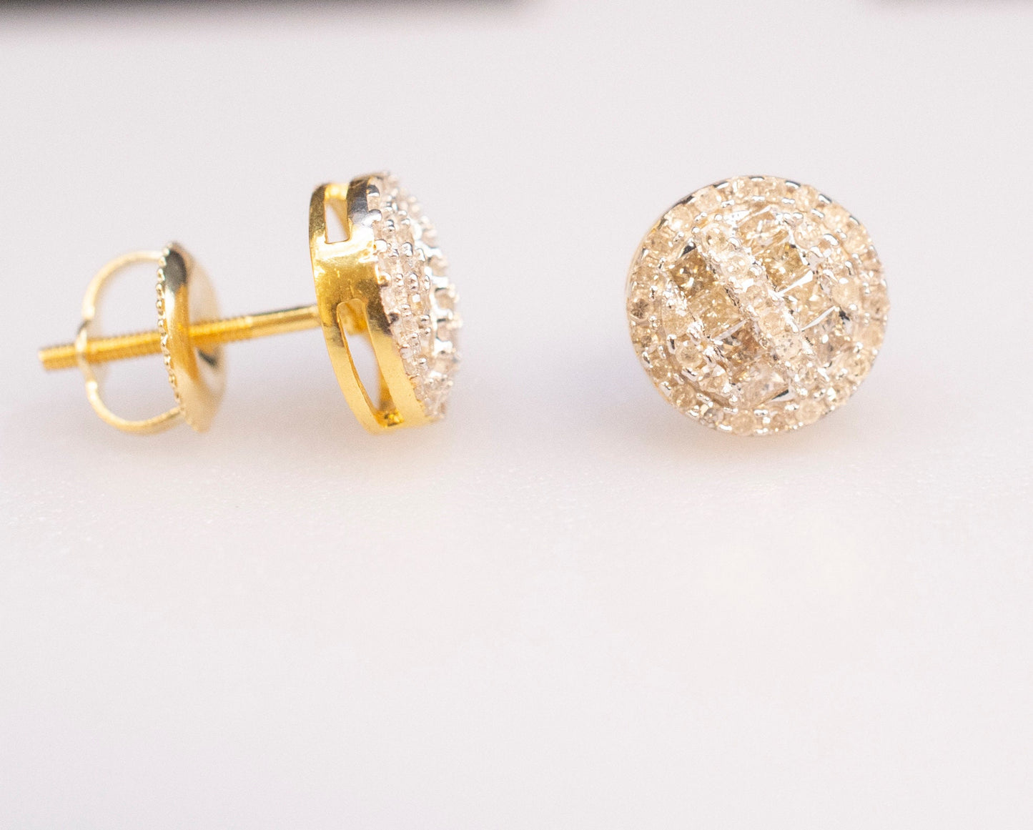 Real Diamond Round Earrings, 14K Gold Diamond Earring , 14K Solid Gold Round Diamond Earring ,Christmas Special , Diamond Women Earring