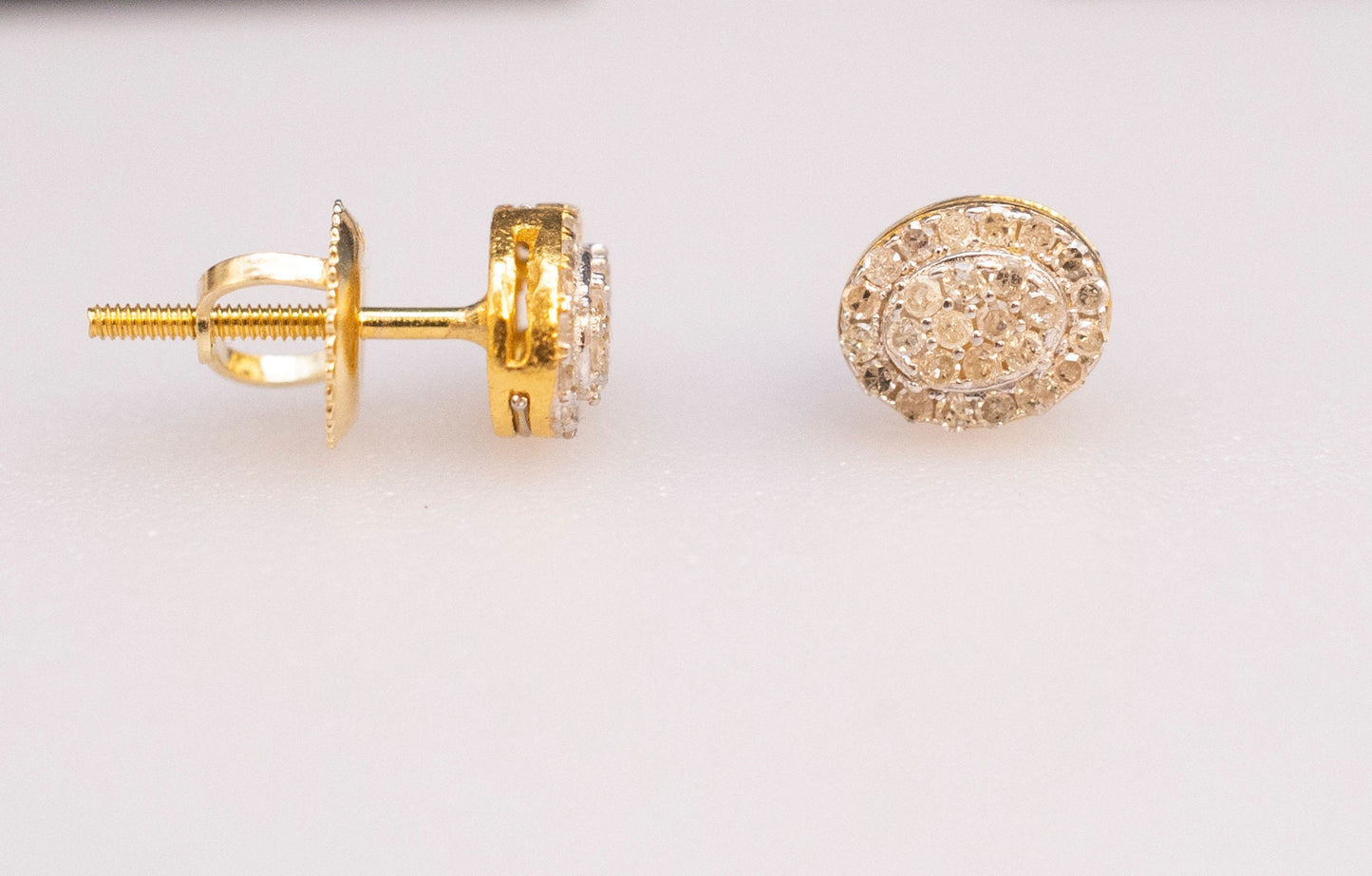 Real Diamond Elliptic Earrings, 14K Gold Diamond Earring , 14K Solid Gold Oval Diamond Earring ,Christmas Special , Diamond Women Earring