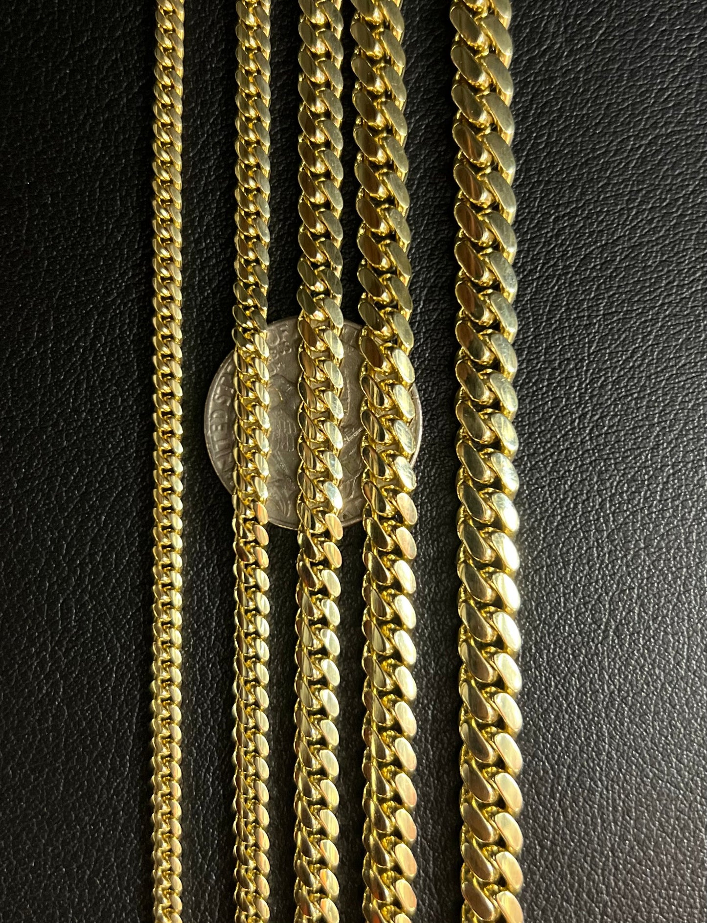 10k Real SOLID Gold Miami Cuban Link Chain Necklace 2mm - 7mm, Real 10K Yellow Gold,Man Gold Chain,Ladies Gold Chain, Heavy 10k Gold Chain