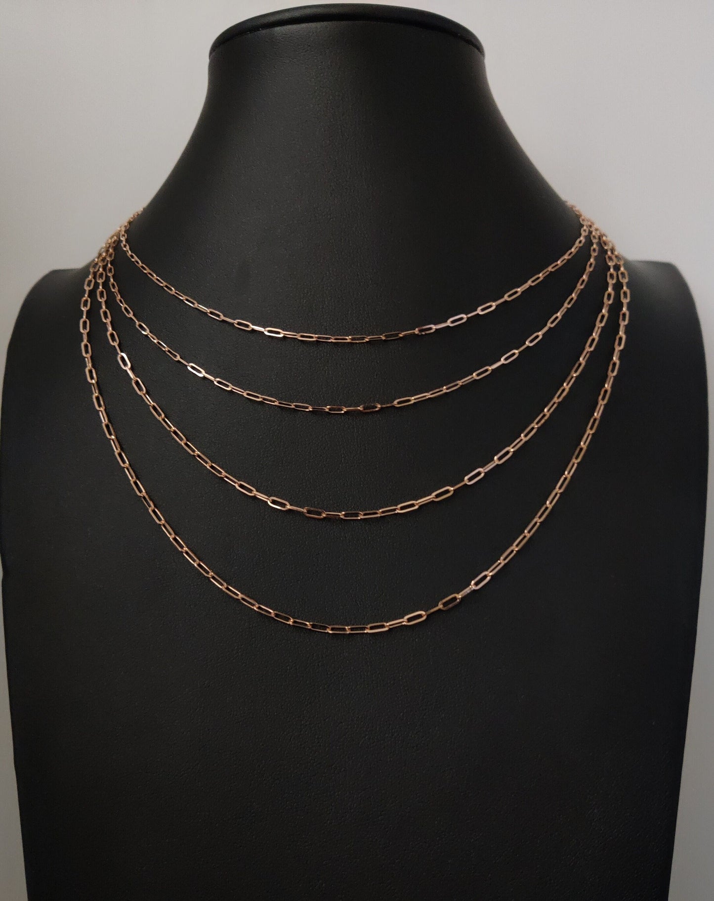 Solid 14k Rose Gold Italian Paperclip Chain Necklace 1.5mm and 2mm Women, 14k Italian Style Paperclip ,14k Rose Gold Paperclips