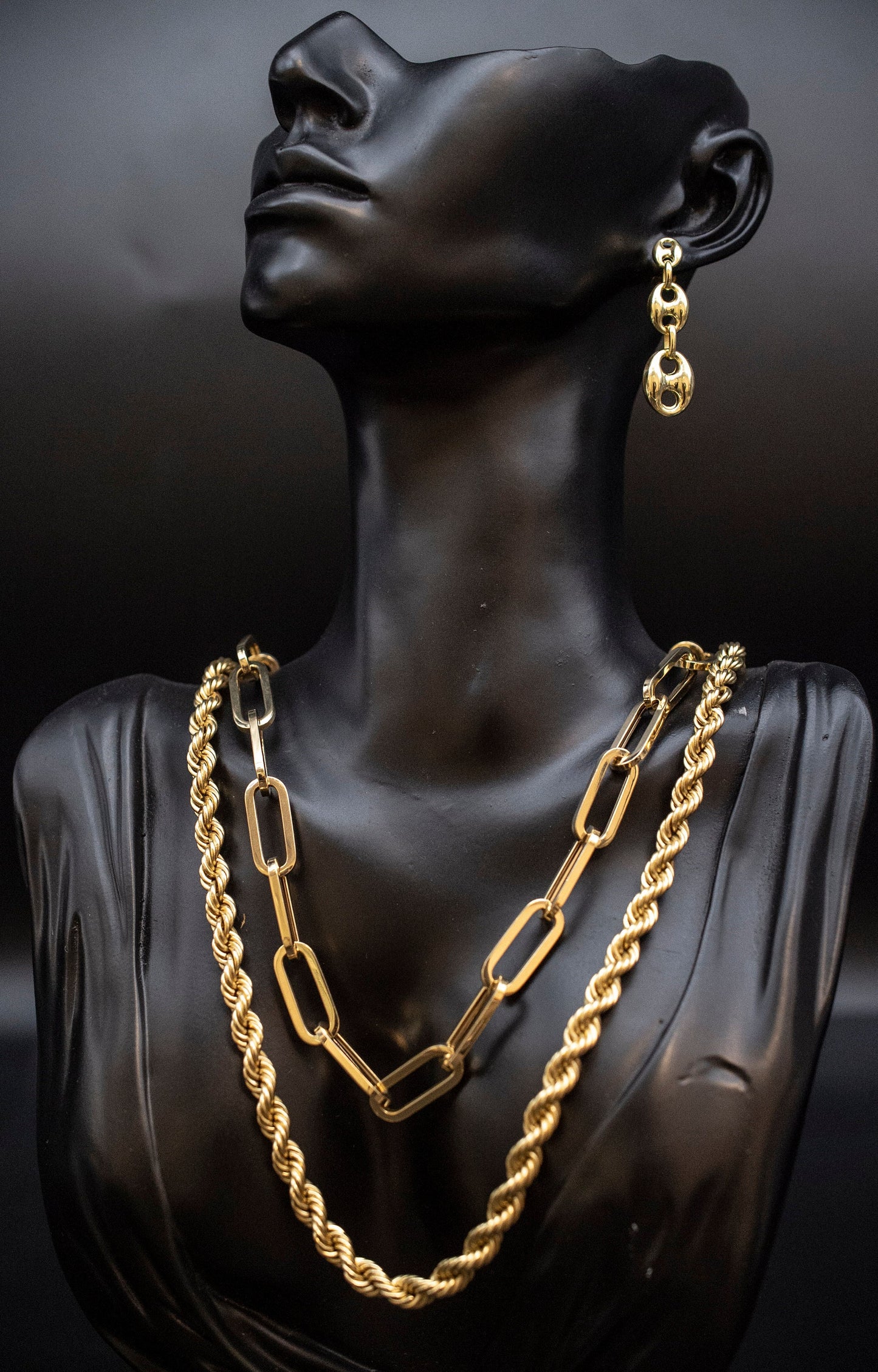 14k Real Yellow Gold Puffed Mariner Earrings, Dangle Earrings, High Quality, Real Gold Earrings,Women Earrings