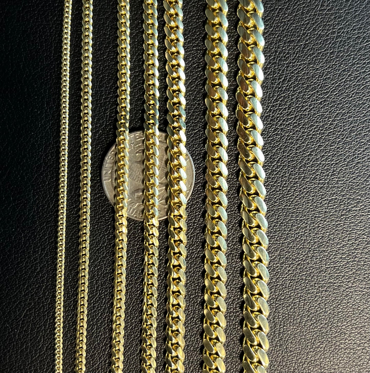 10k Real SOLID Gold Miami Cuban Link Chain Necklace 2mm - 7mm, Real 10K Yellow Gold,Man Gold Chain,Ladies Gold Chain, Heavy 10k Gold Chain
