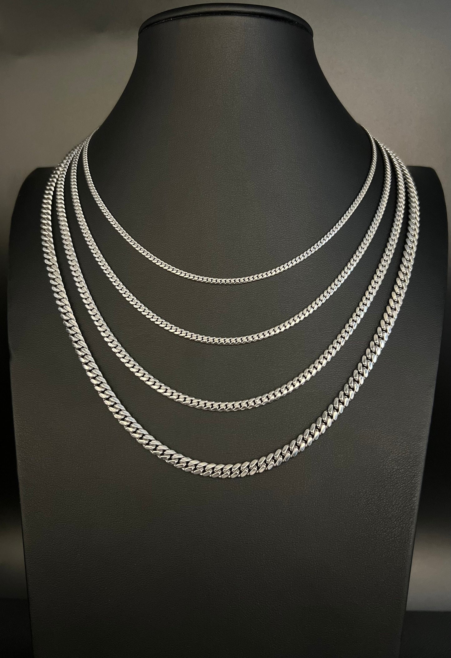 10k Real SOLID WHITE Gold Miami Cuban Link Chain Necklace, 10K 2.6MM-5MM WHITE Gold, Man Gold Chain, Ladies Gold Chain, Heavy 10k Gold Chain