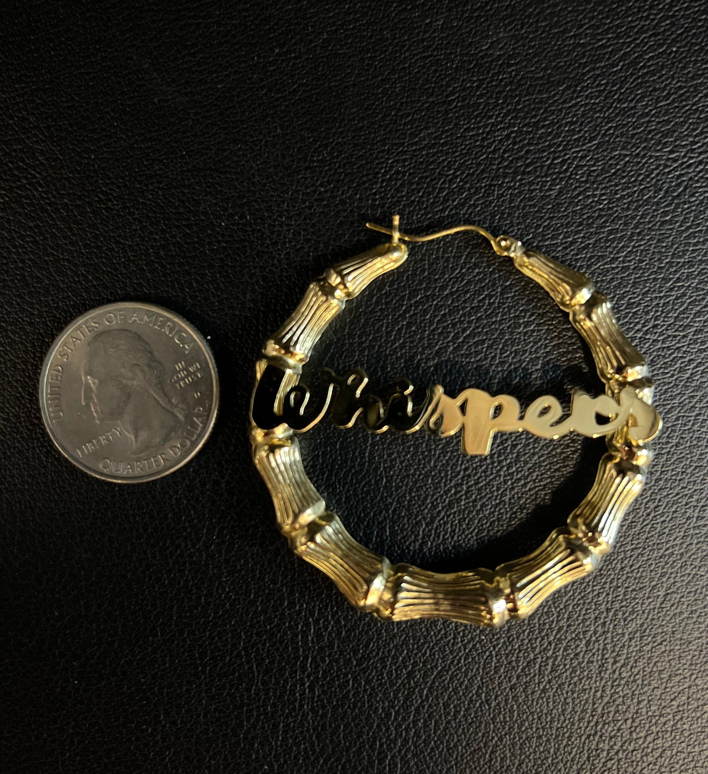 14k Real Solid Gold Custom Round Bamboo Hoop Earrings,Name Bamboo Earring, Personalized and Customize Bamboo 35mm-78mm Gold Hoop Earrings