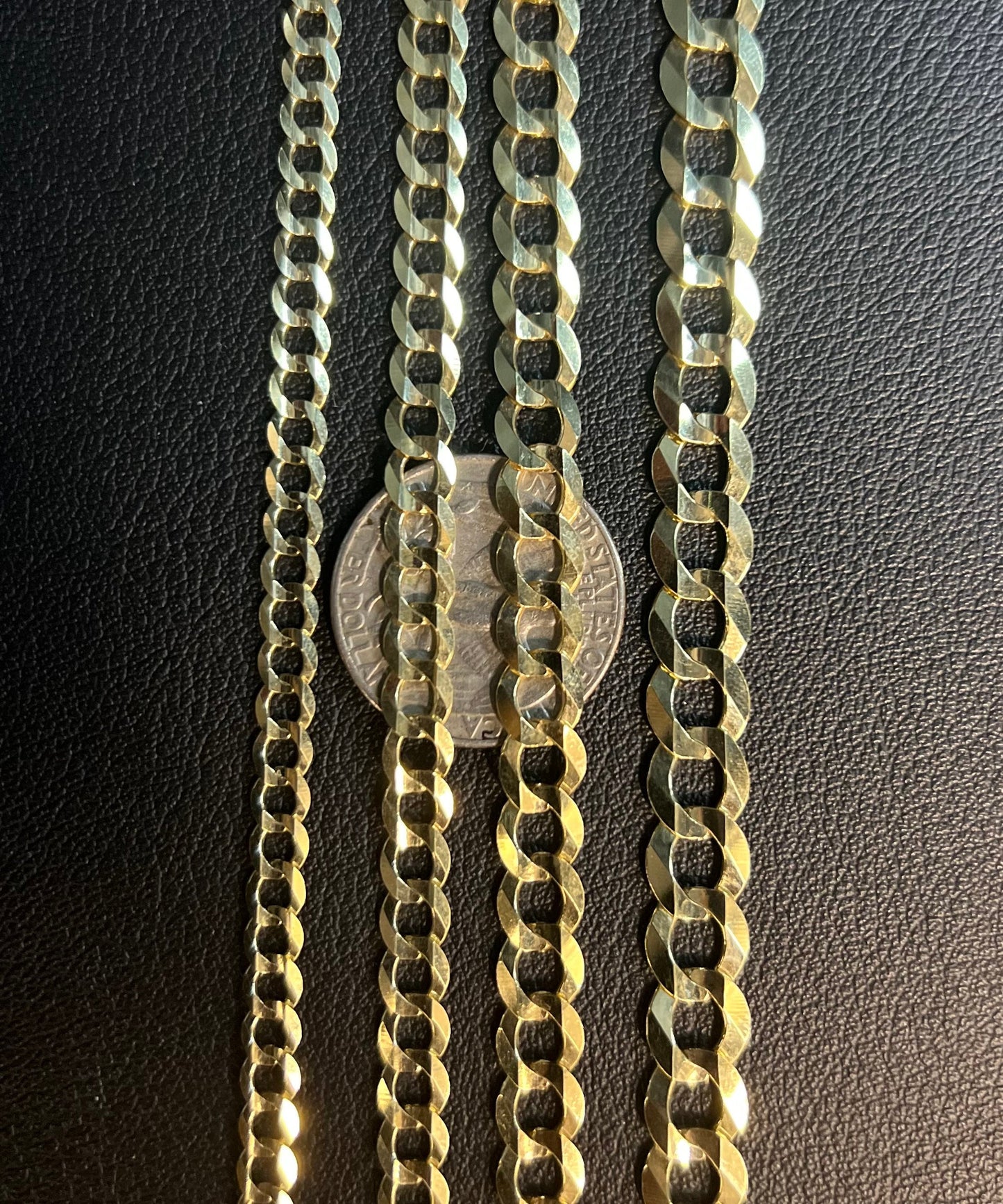 10k Yellow SOLID Gold 3.2-8.5mm Cuban Curb Chain Bracelet Lobster Claw Lock Real 10K Gold, Men and Women,10k Real Gold Bracelet, Cuban Curb